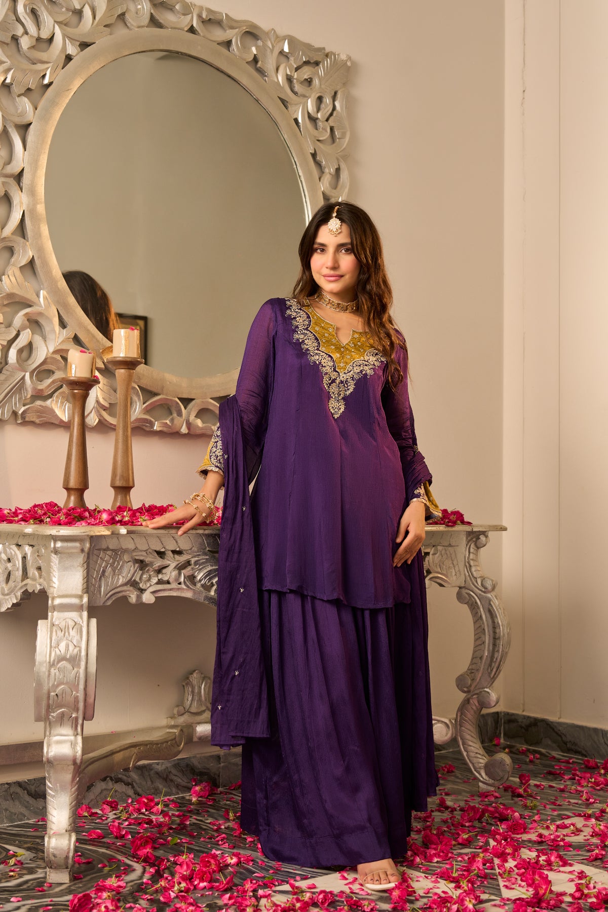 Royal Plum Embroidered Suit Set