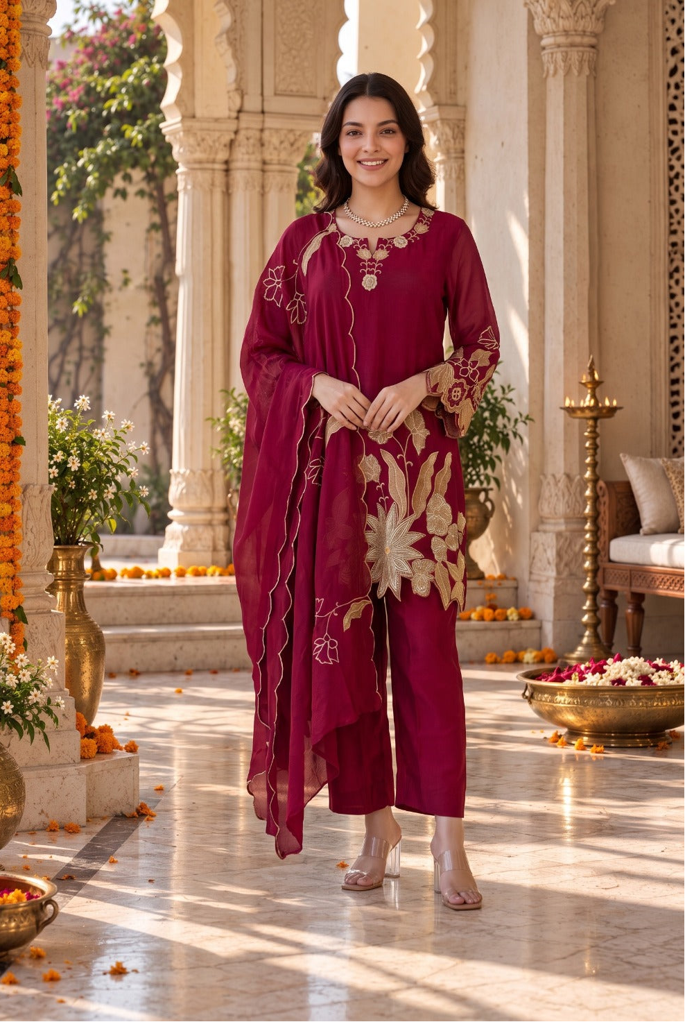Ruby Bloom Kurta Set