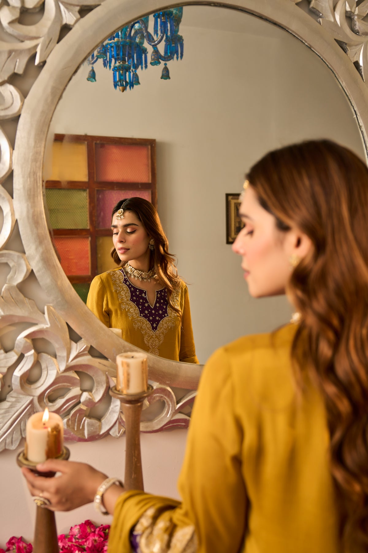 Golden Mustard Embroidered Suit Set