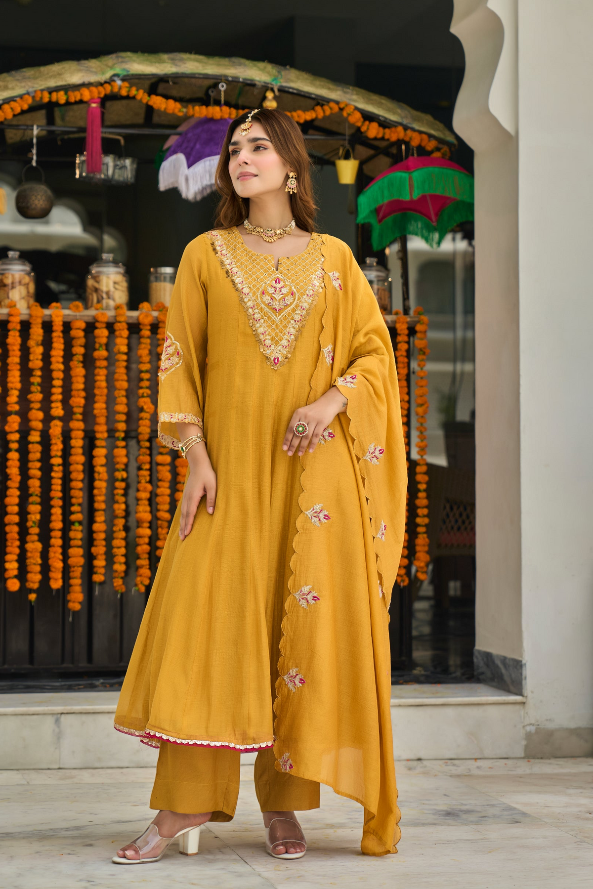 Mustard Golden Bloom Kurta Set