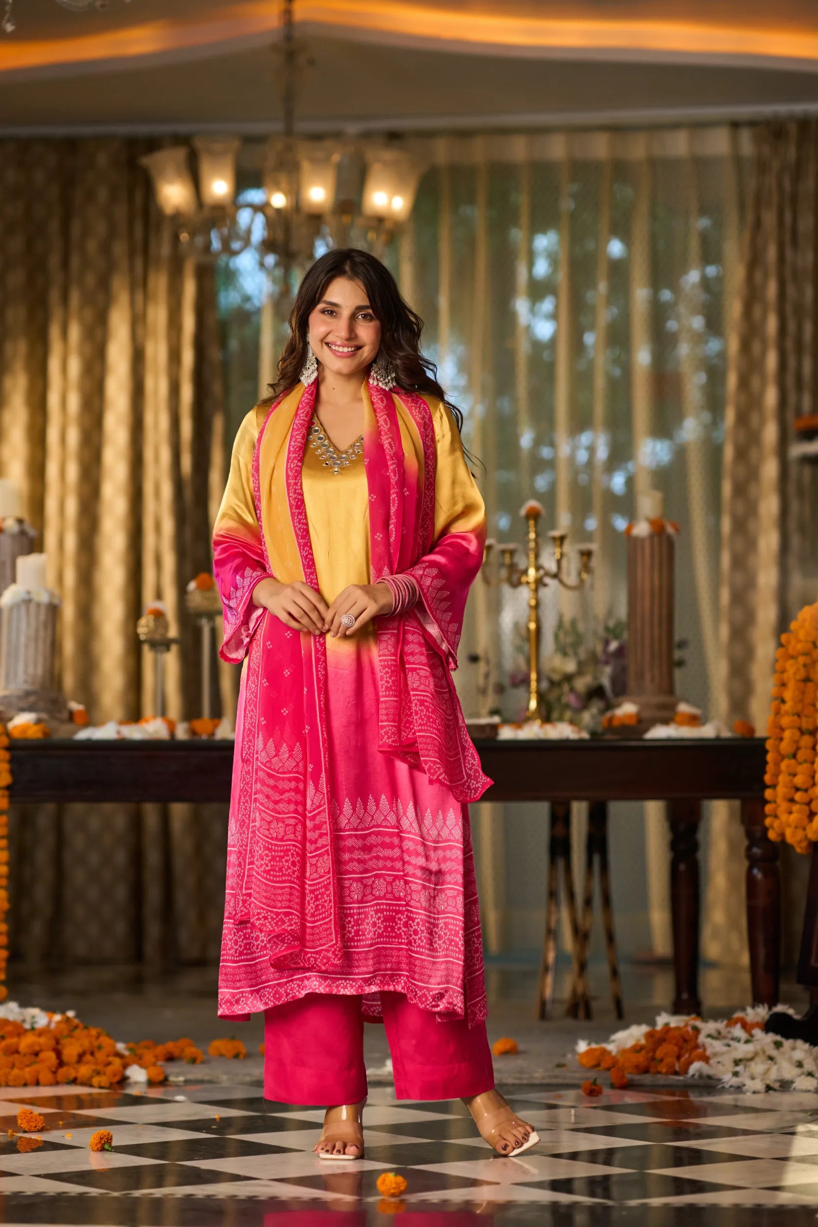 Gulabi Noor Ombre Suit Set
