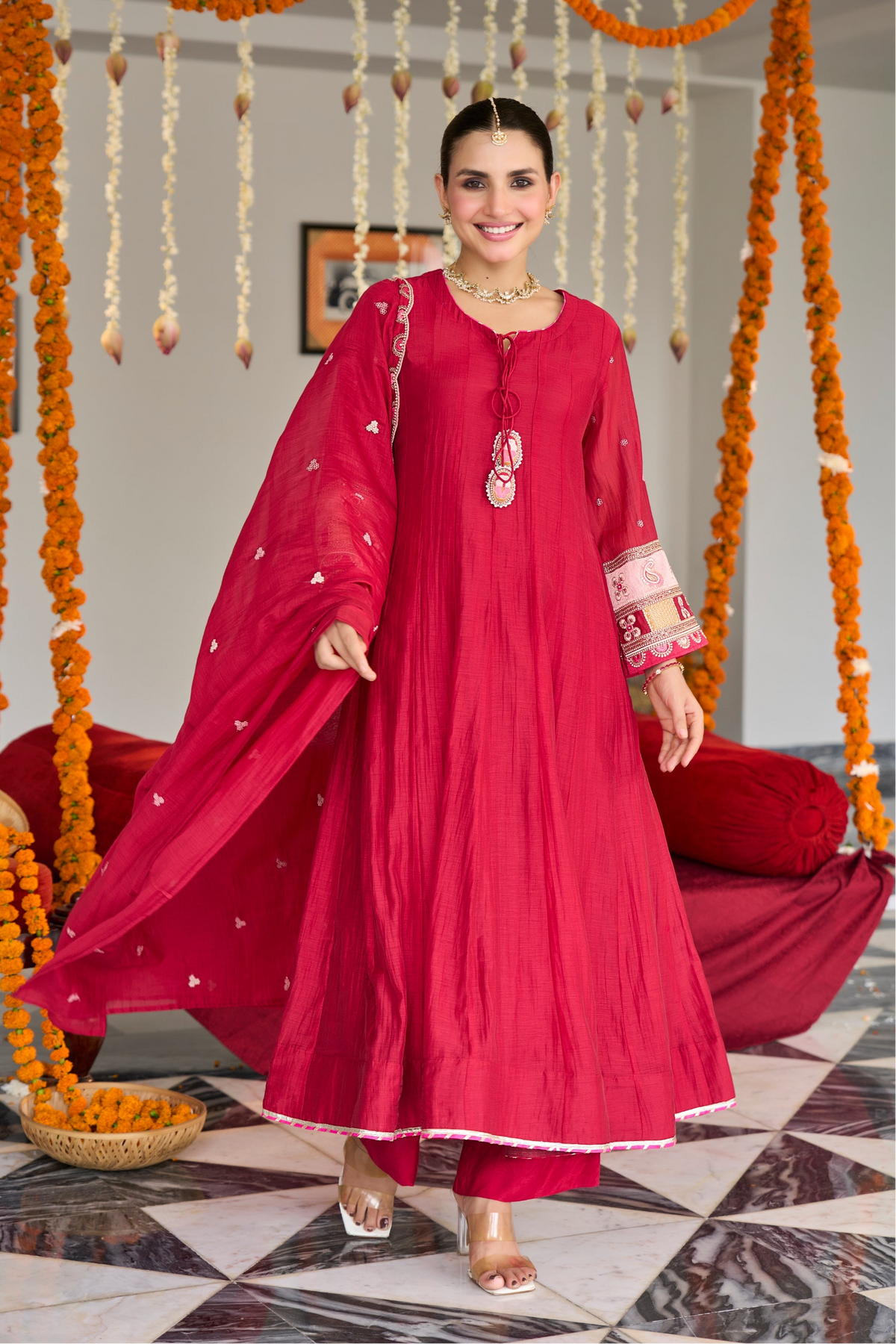 Red Grace Kurta Set