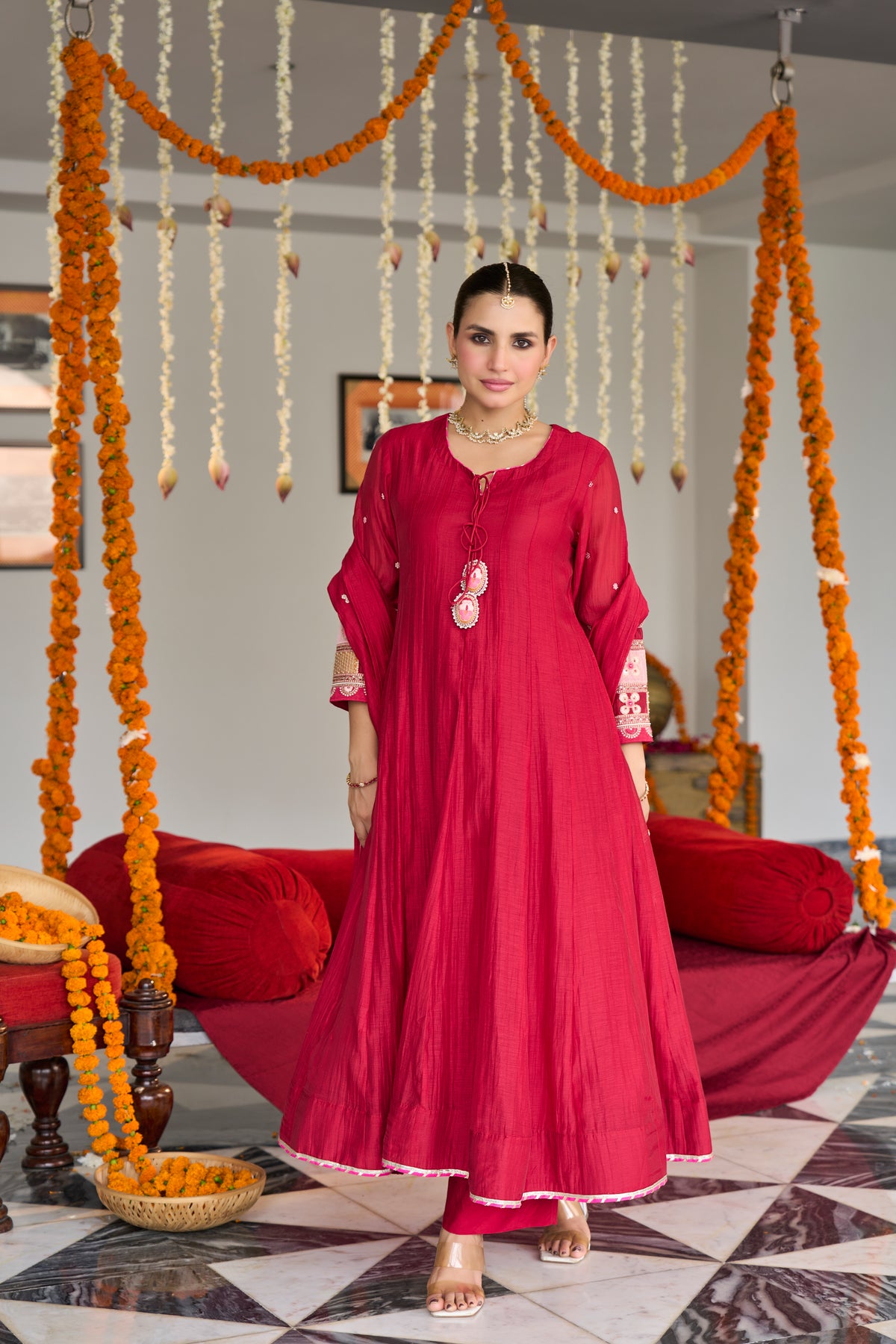 Red Grace Kurta Set
