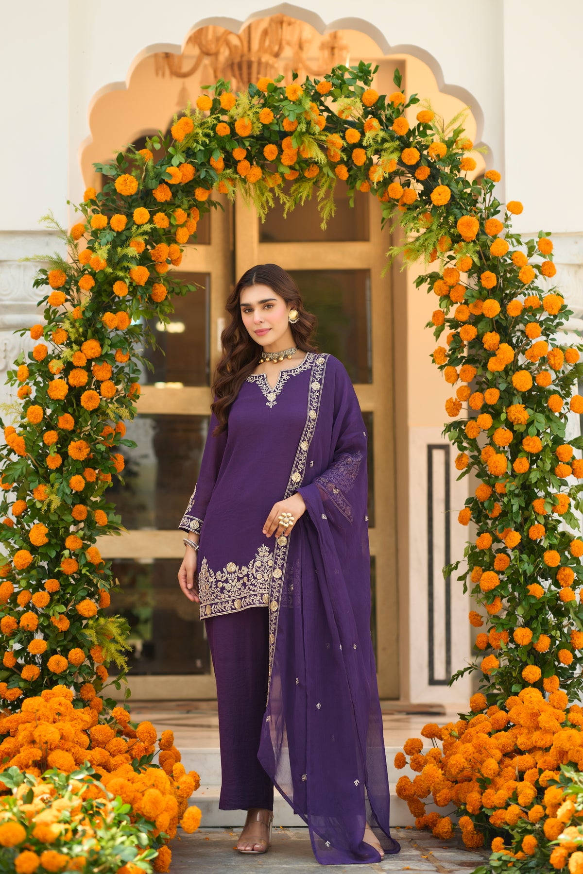 Royal Amethyst Embroidered Suit Set