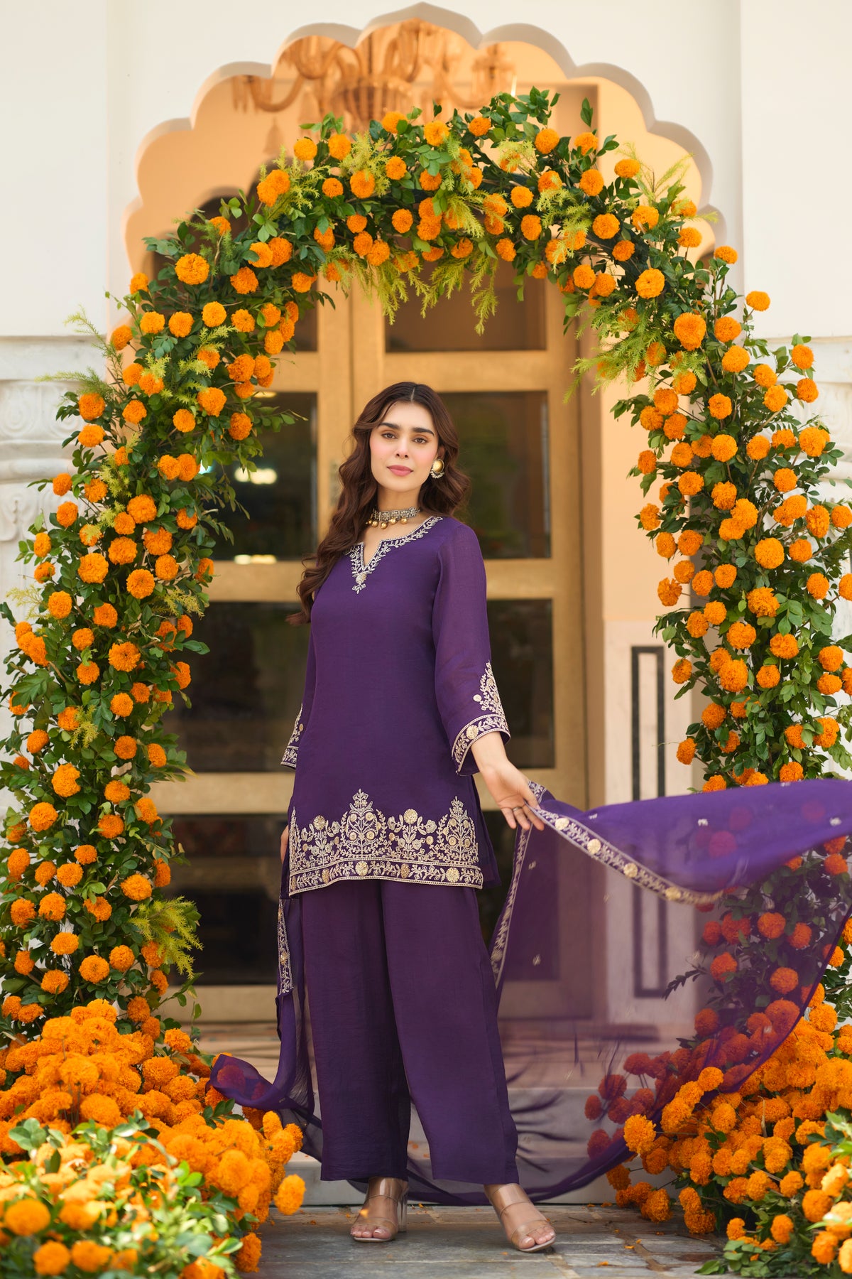 Royal Amethyst Embroidered Suit Set