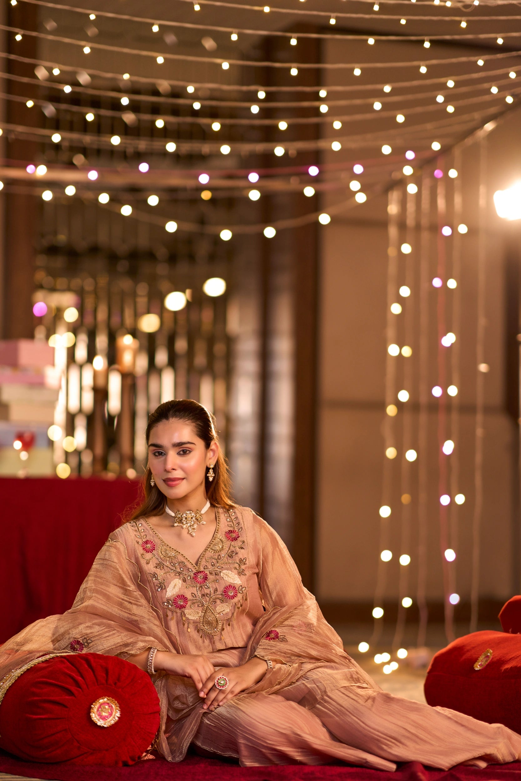 Rose Gold Embroidered Suit