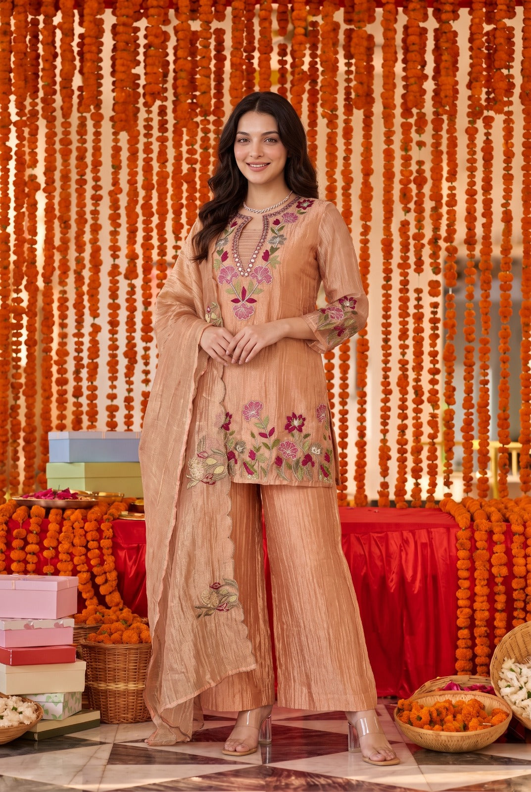 Peach Blossom Kurta Set