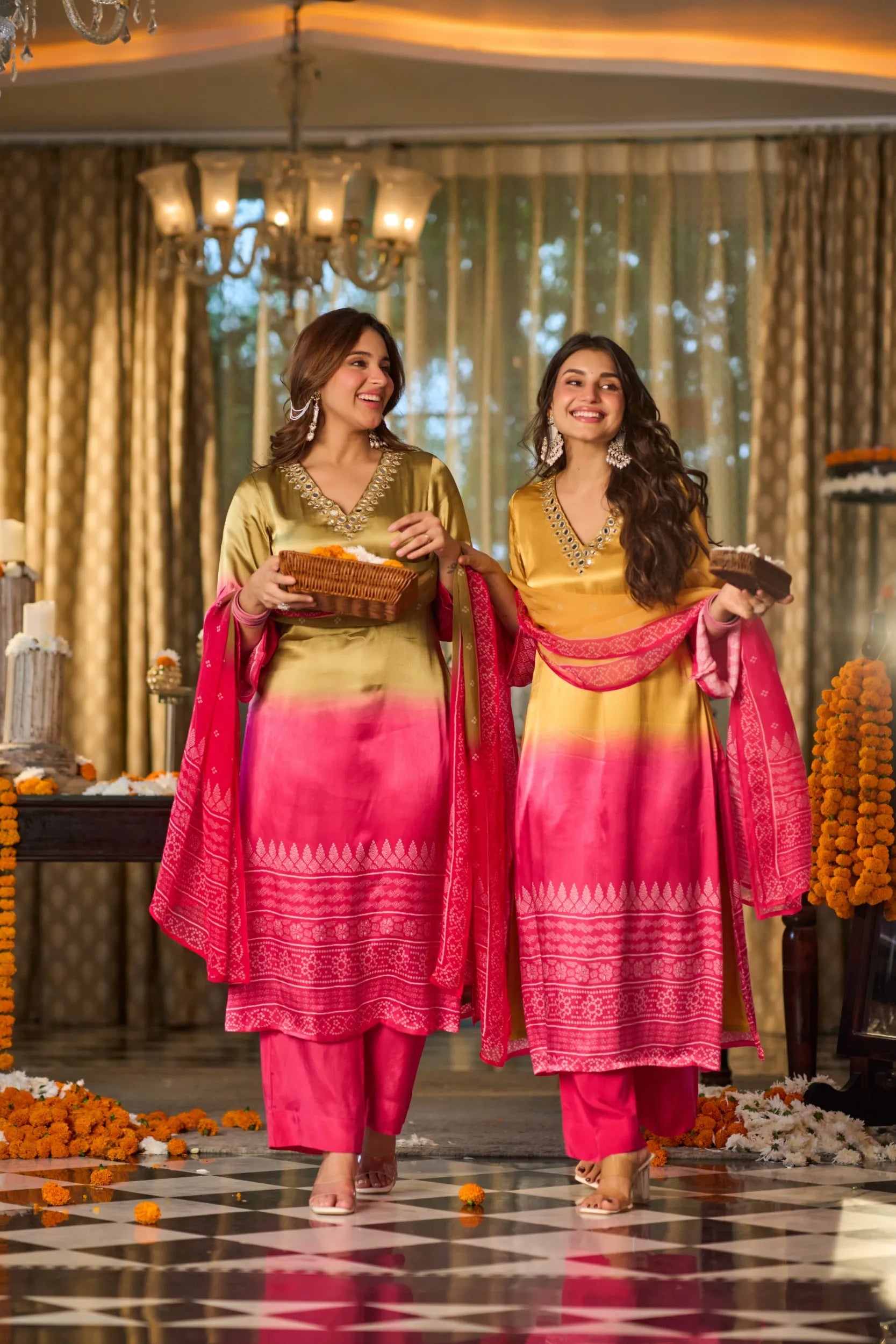 Gulabi Noor Ombre Suit Set