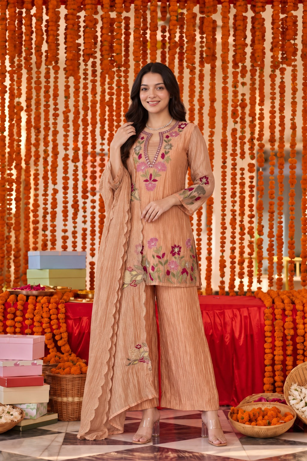 Peach Blossom Kurta Set