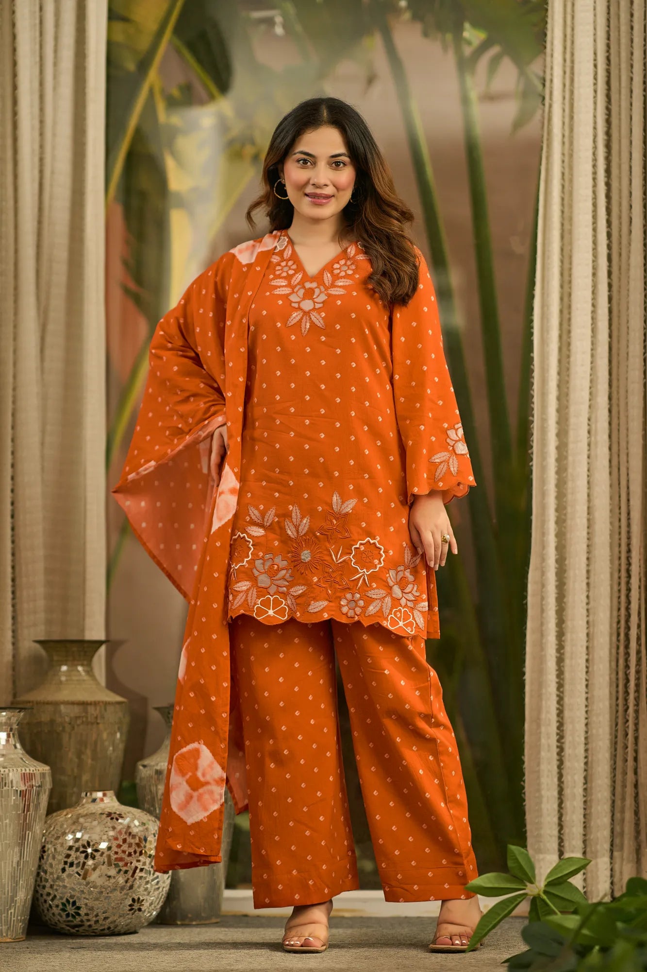 Rust Embroidered Suit Set