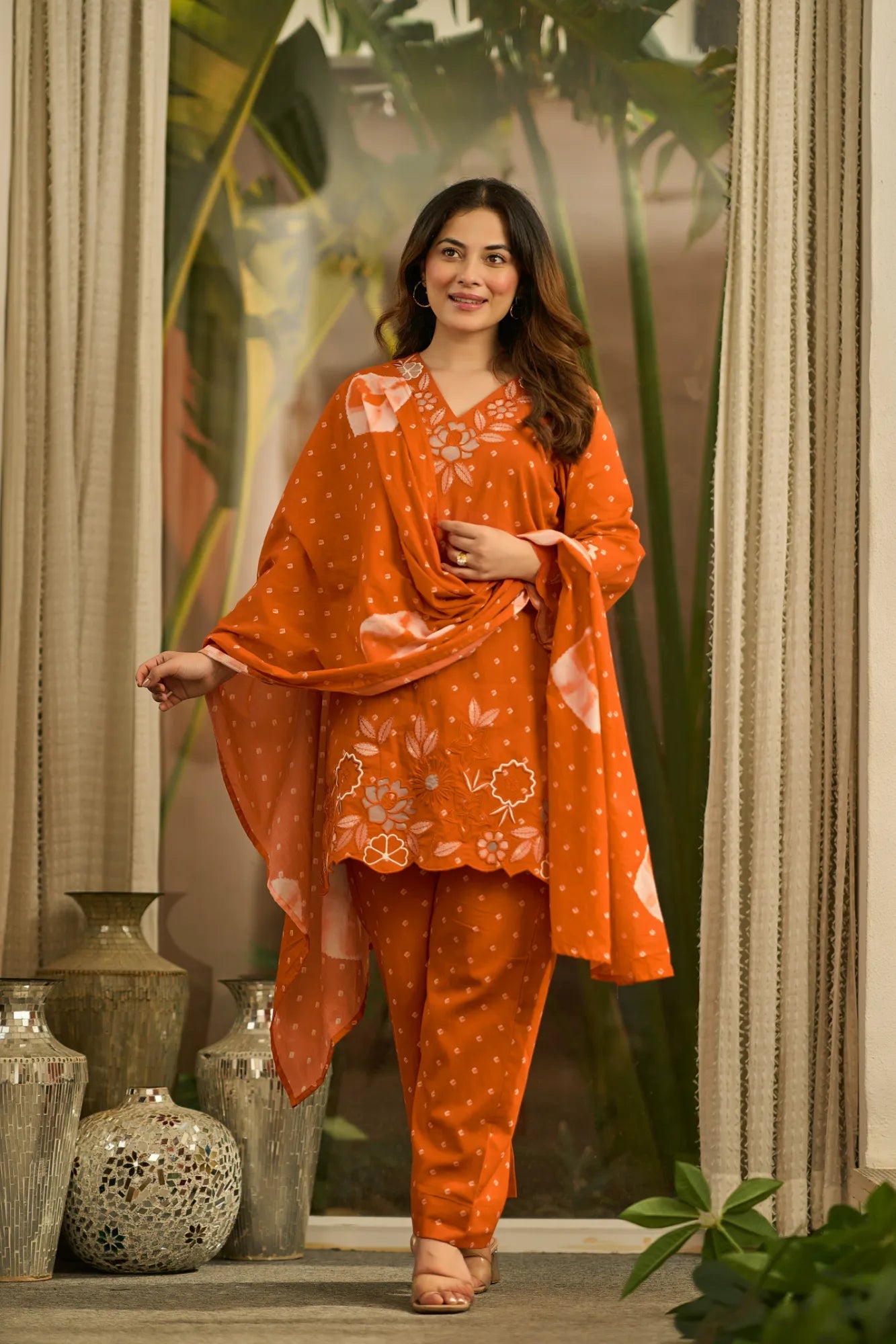 Rust Embroidered Suit Set