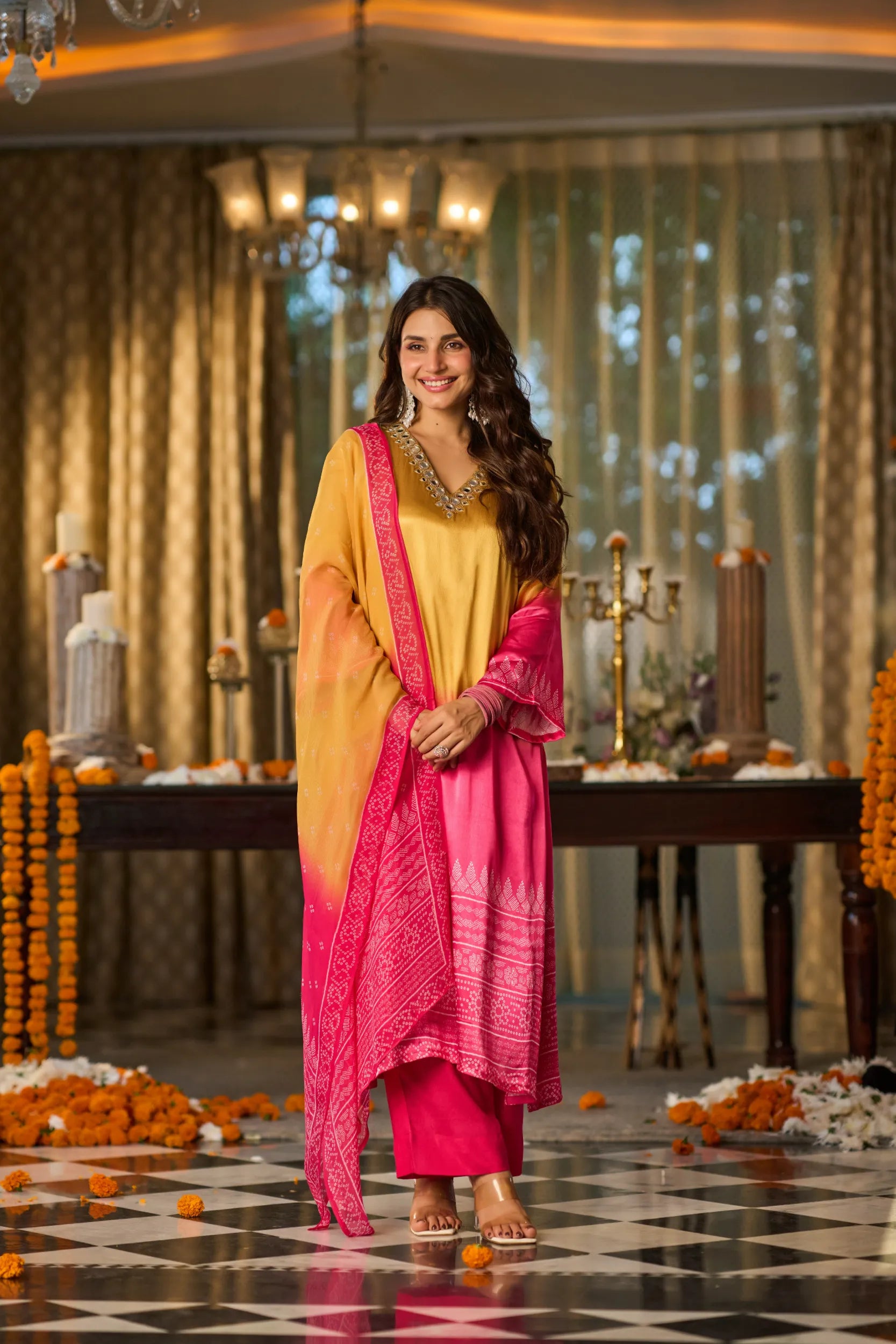 Gulabi Noor Ombre Suit Set