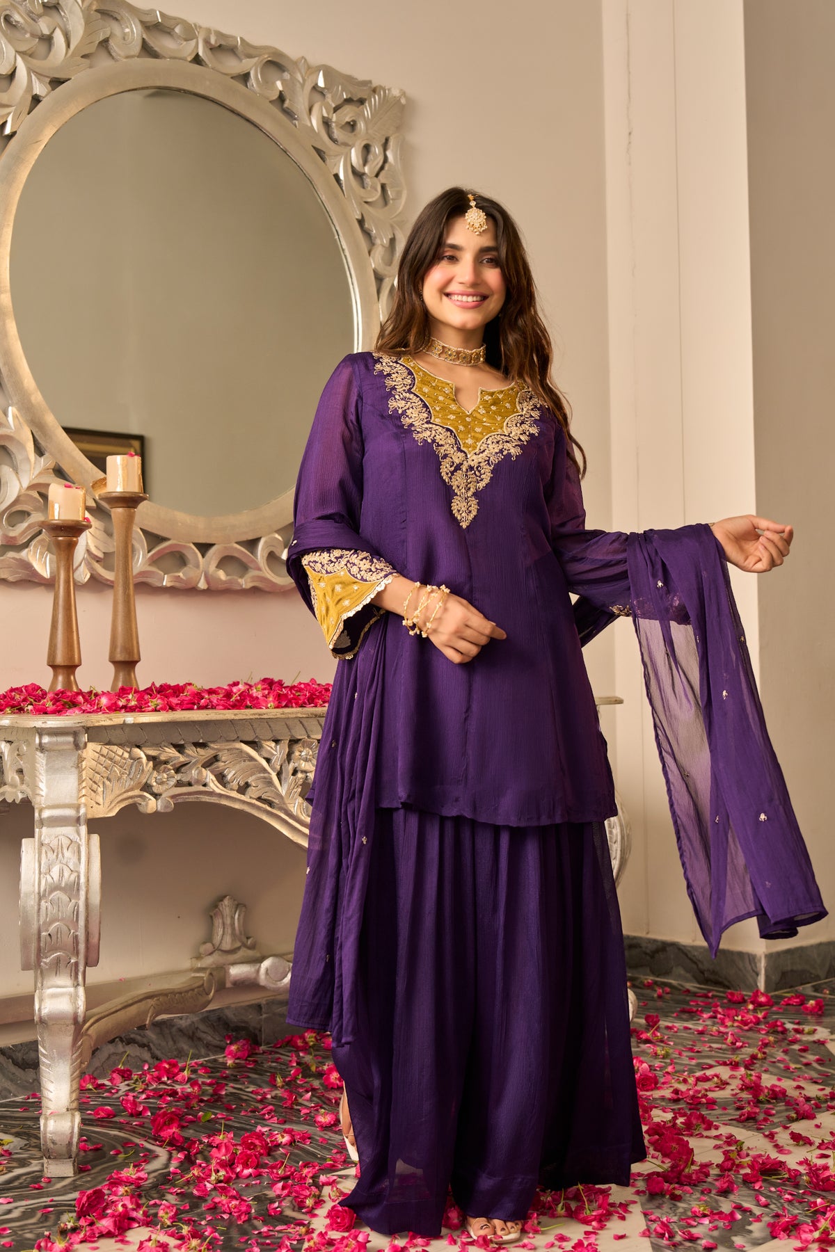 Royal Plum Embroidered Suit Set