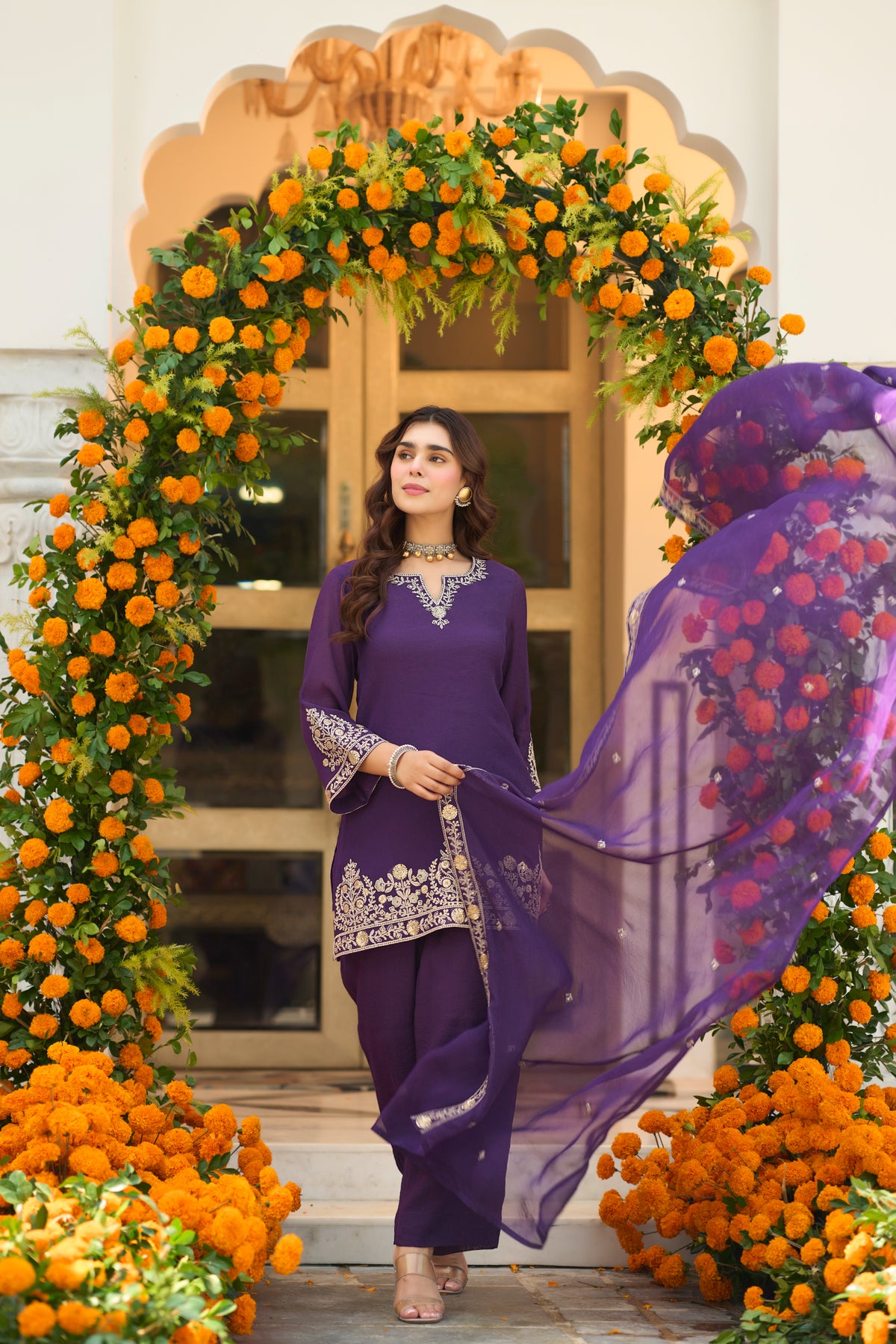 Royal Amethyst Embroidered Suit Set