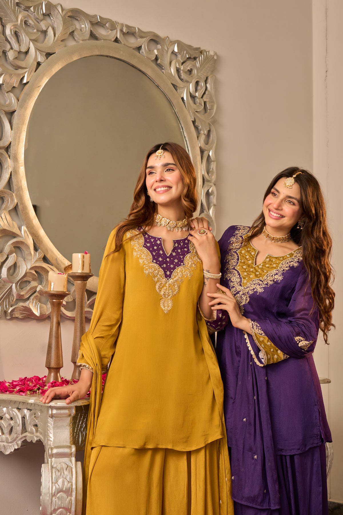 Golden Mustard Embroidered Suit Set