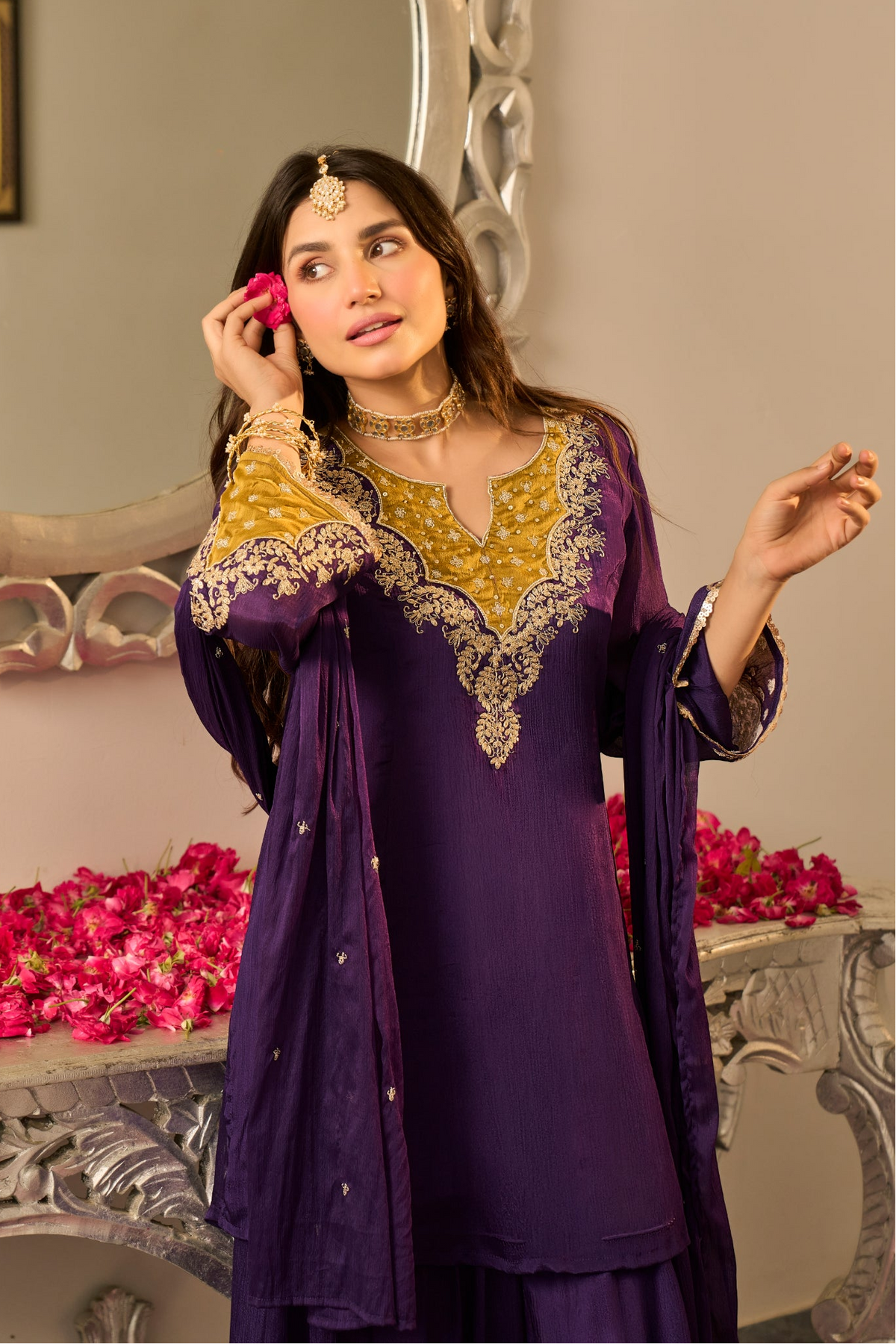 Royal Plum Embroidered Suit Set