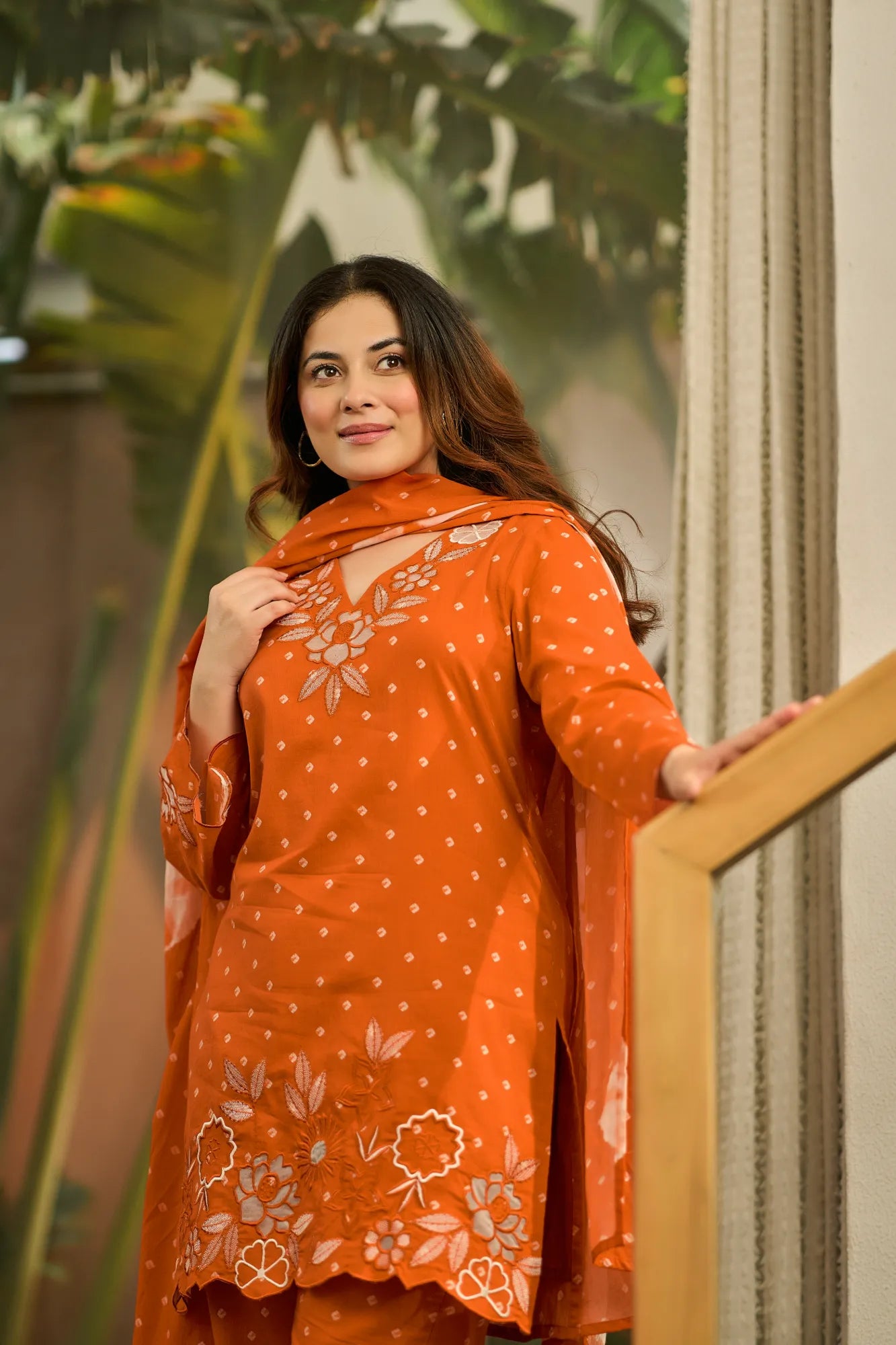 Rust Embroidered Suit Set