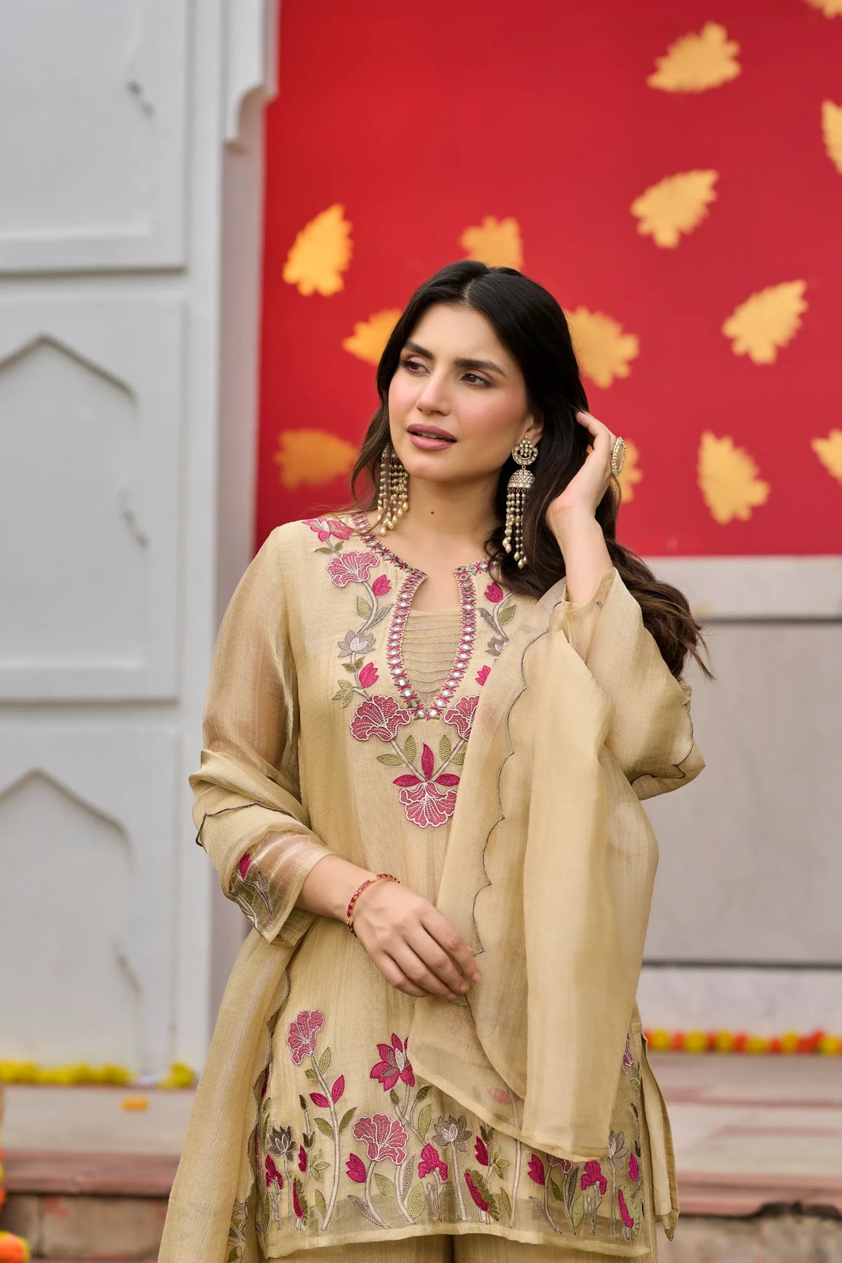 Golden Floral Grace Suit Set
