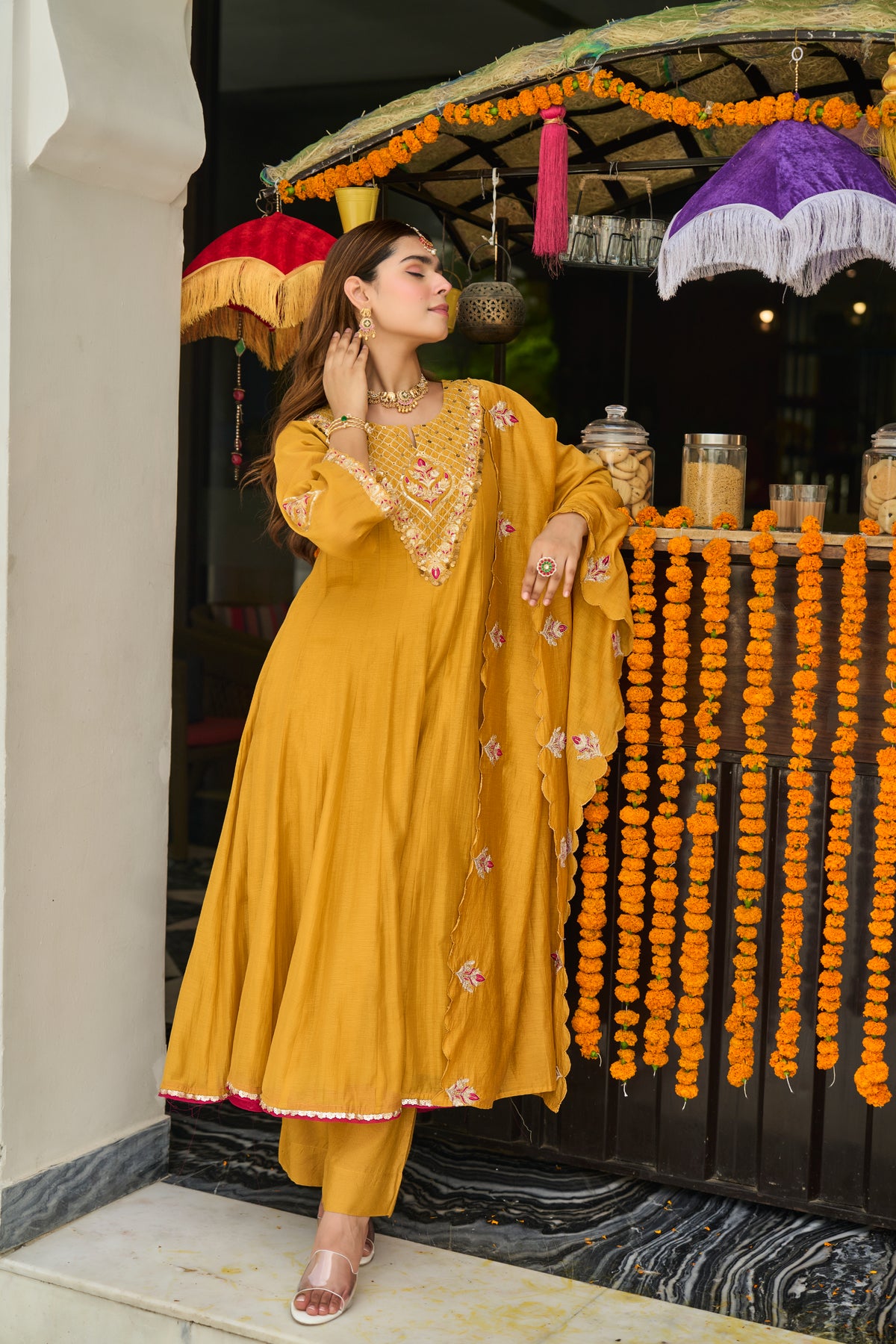 Mustard Golden Bloom Kurta Set