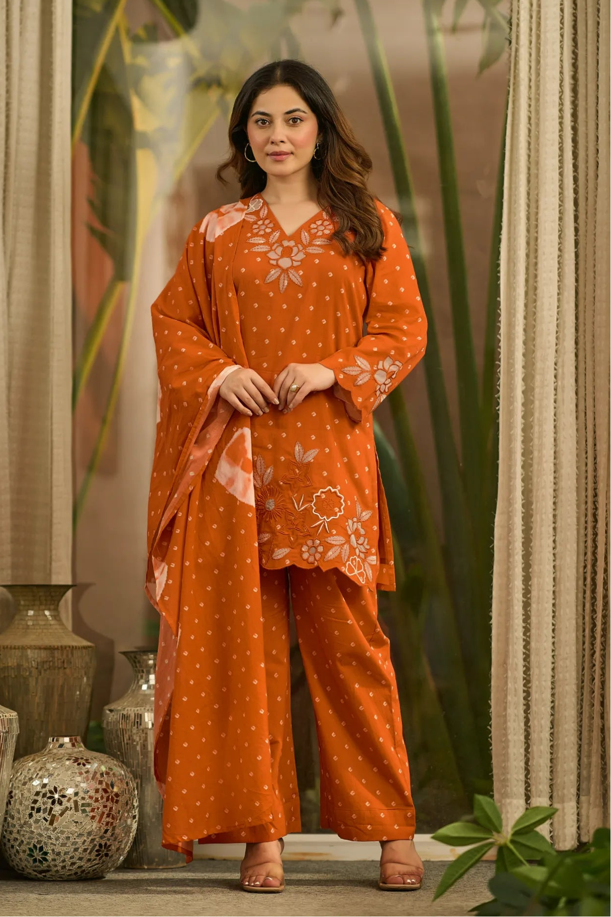 Rust Embroidered Suit Set