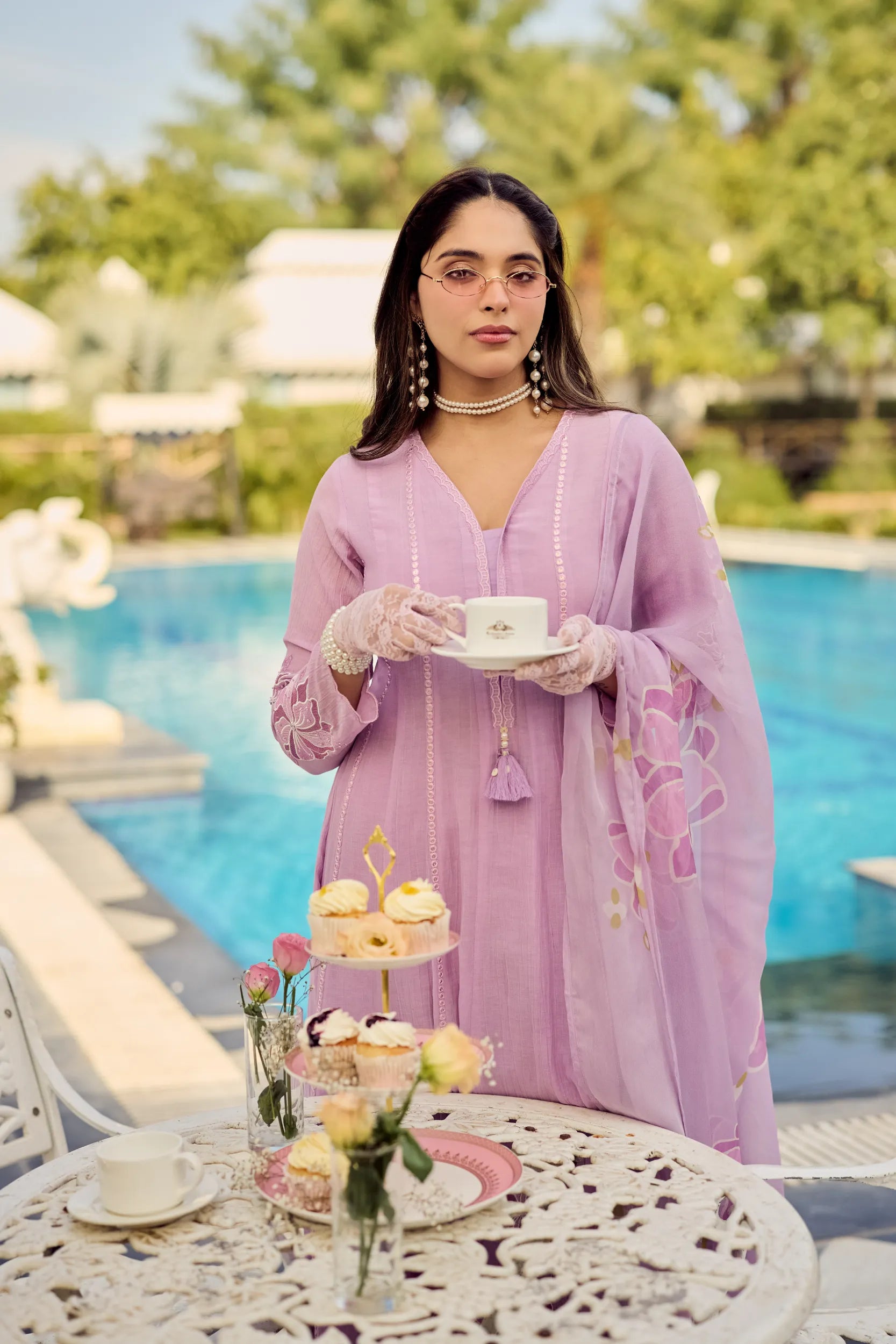 Lavender Bloom Kurta Set