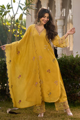 Mustard Noor Chanderi Kurta Set