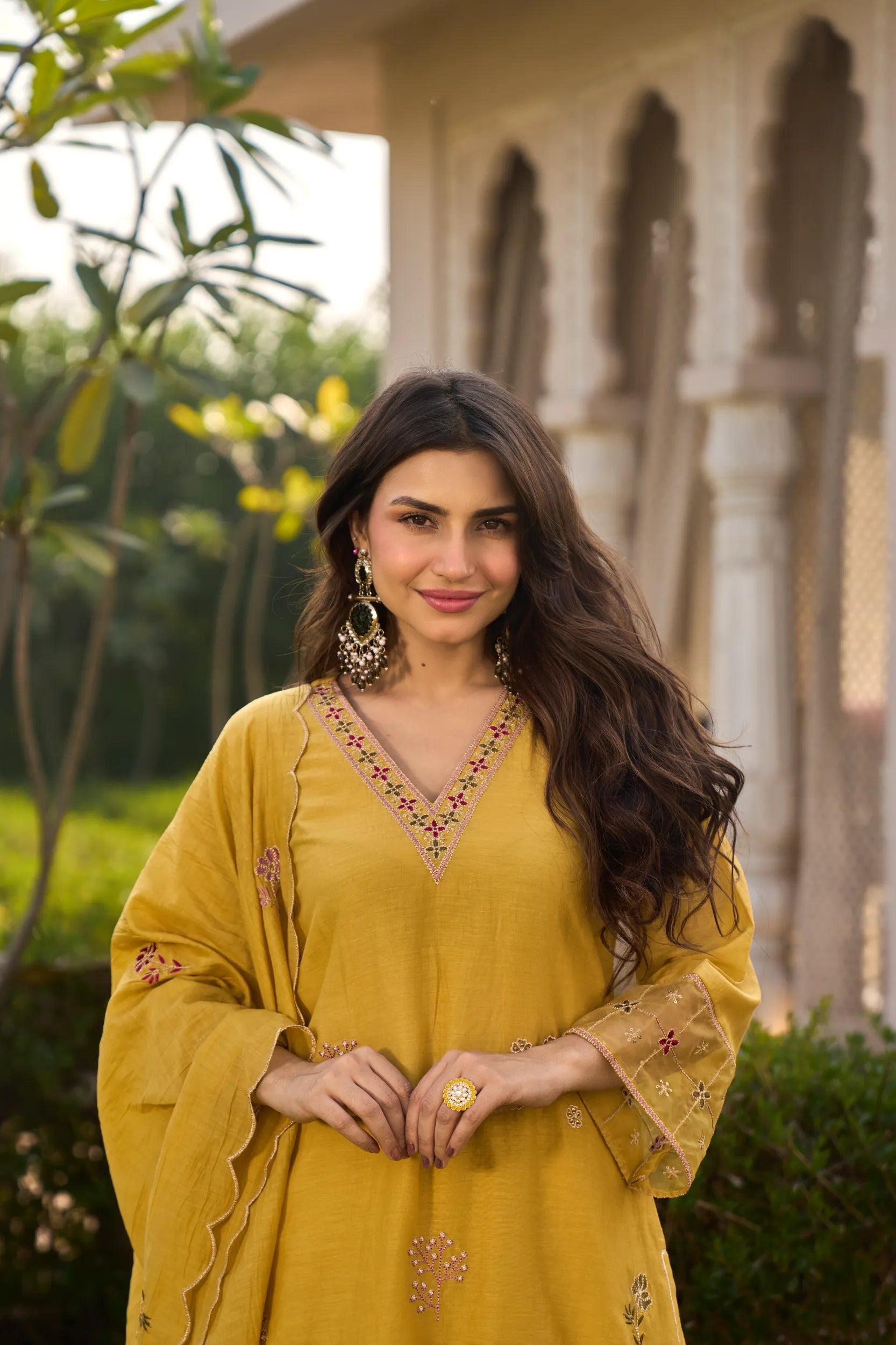 Mustard Noor Chanderi Kurta Set