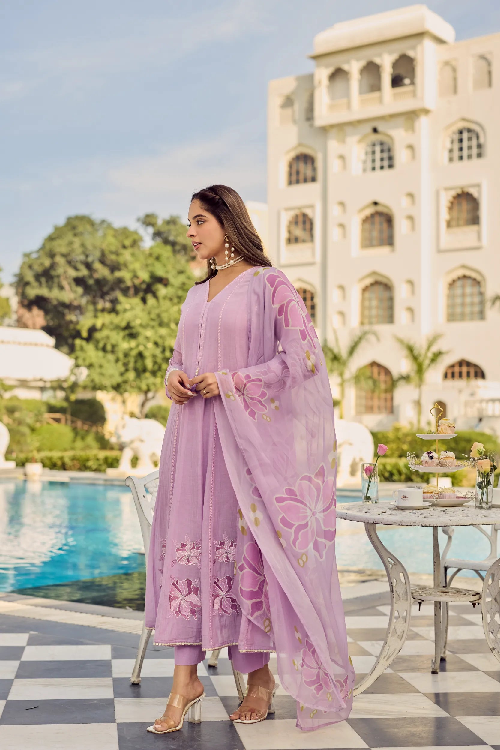 Lavender Bloom Kurta Set