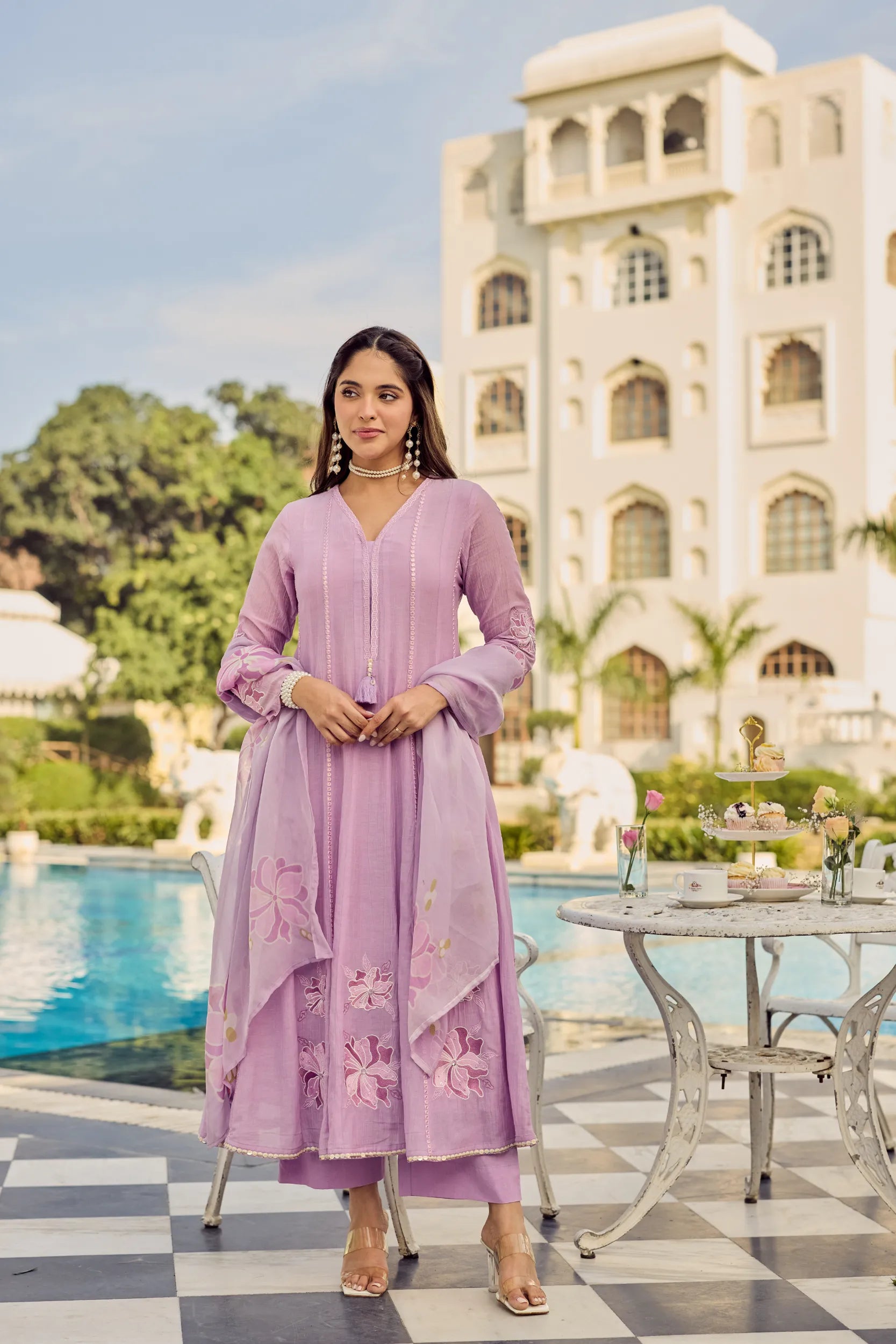 Lavender Bloom Kurta Set