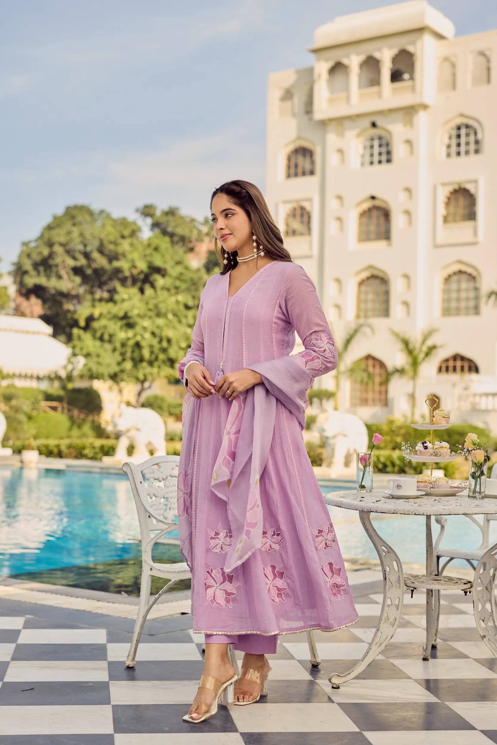 Lavender Bloom Kurta Set