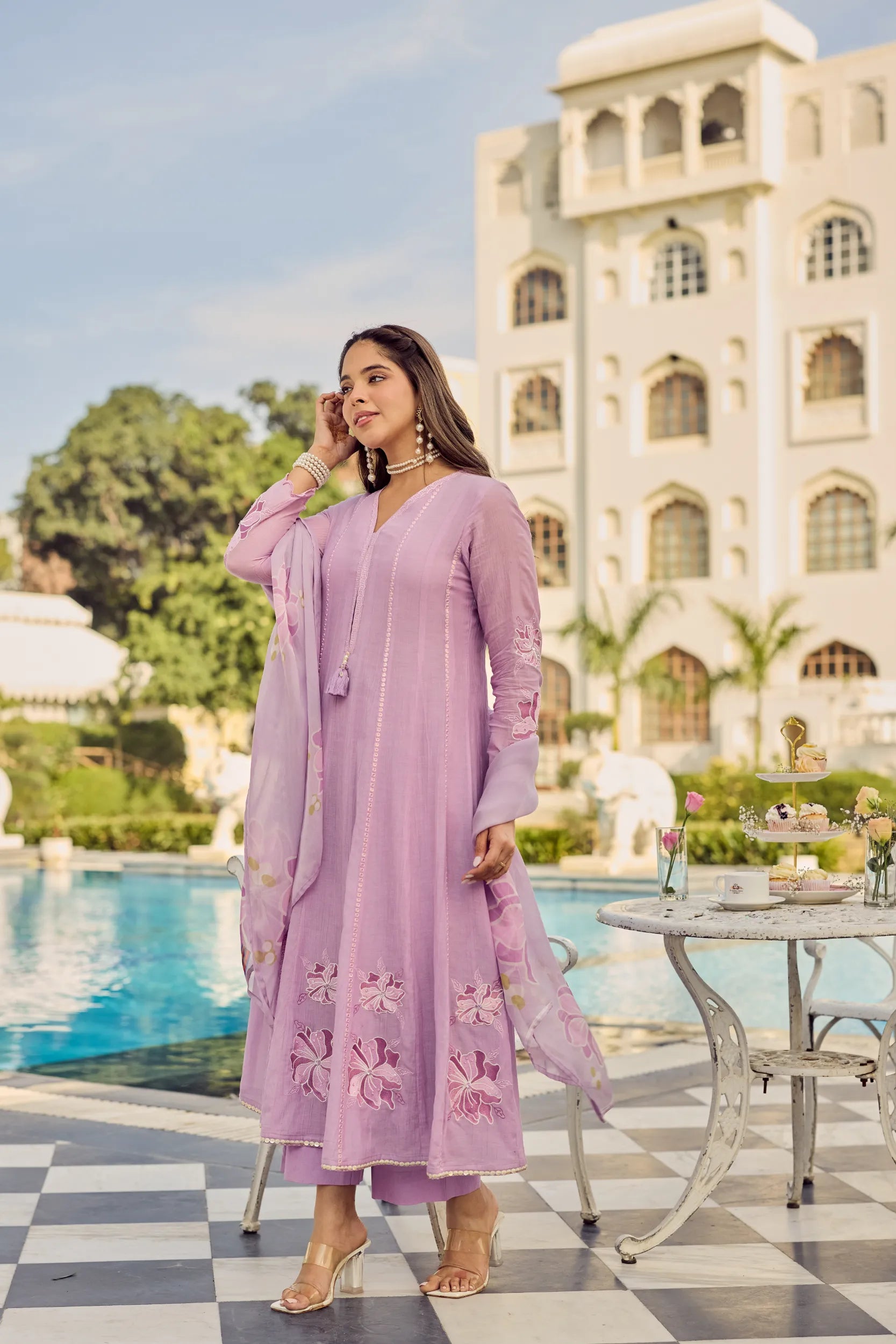 Lavender Bloom Kurta Set