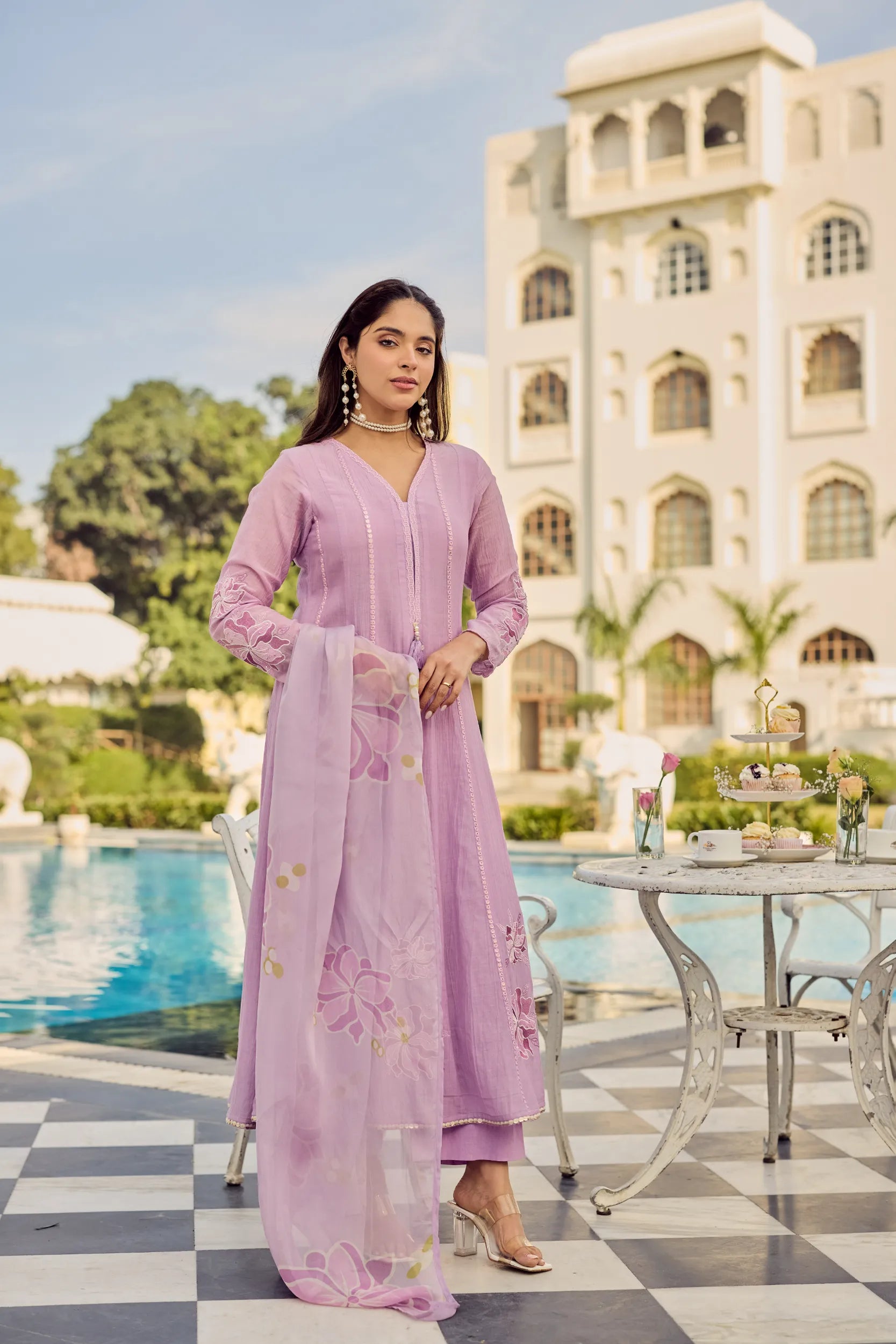 Lavender Bloom Kurta Set