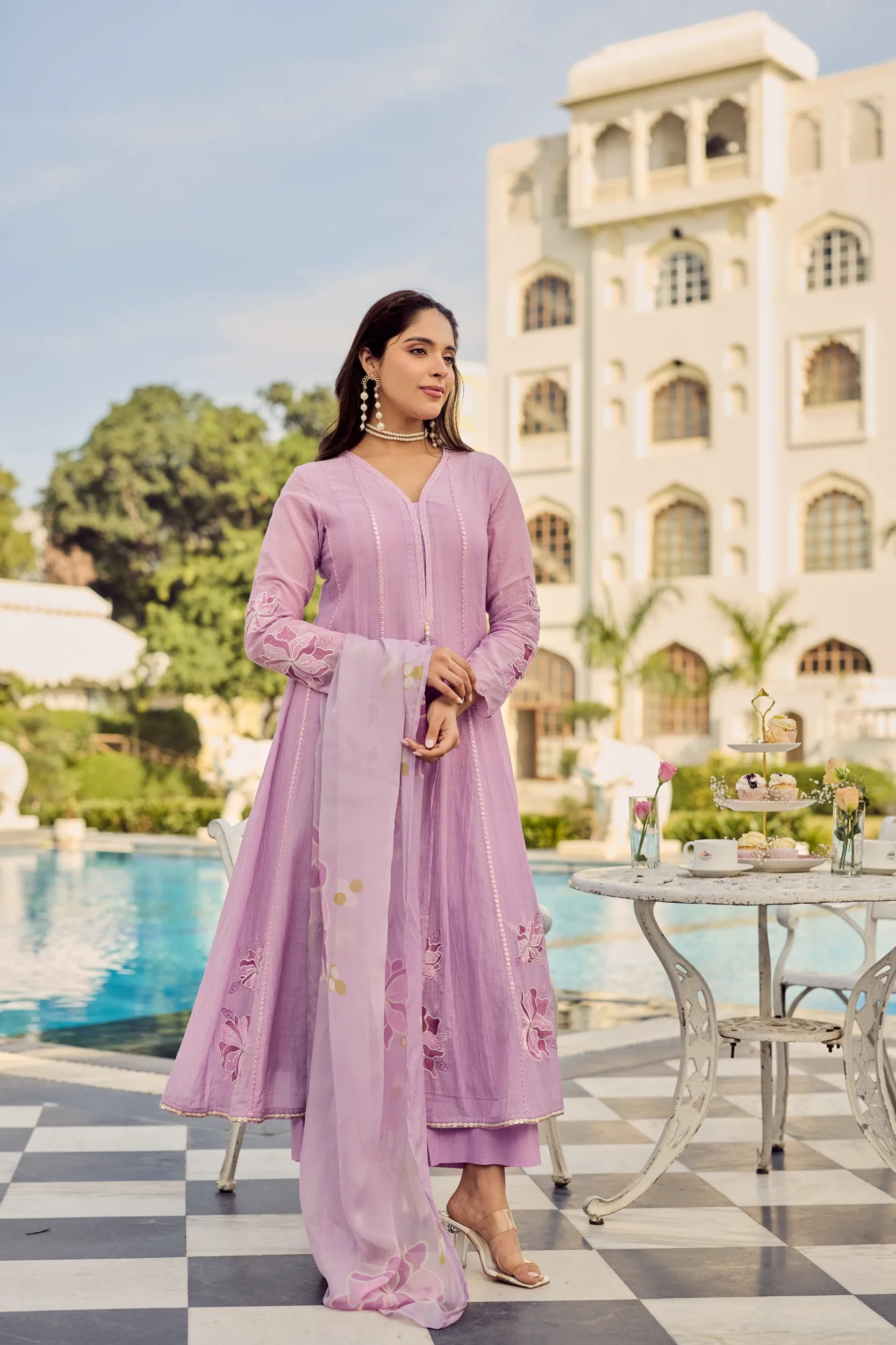 Lavender Bloom Kurta Set