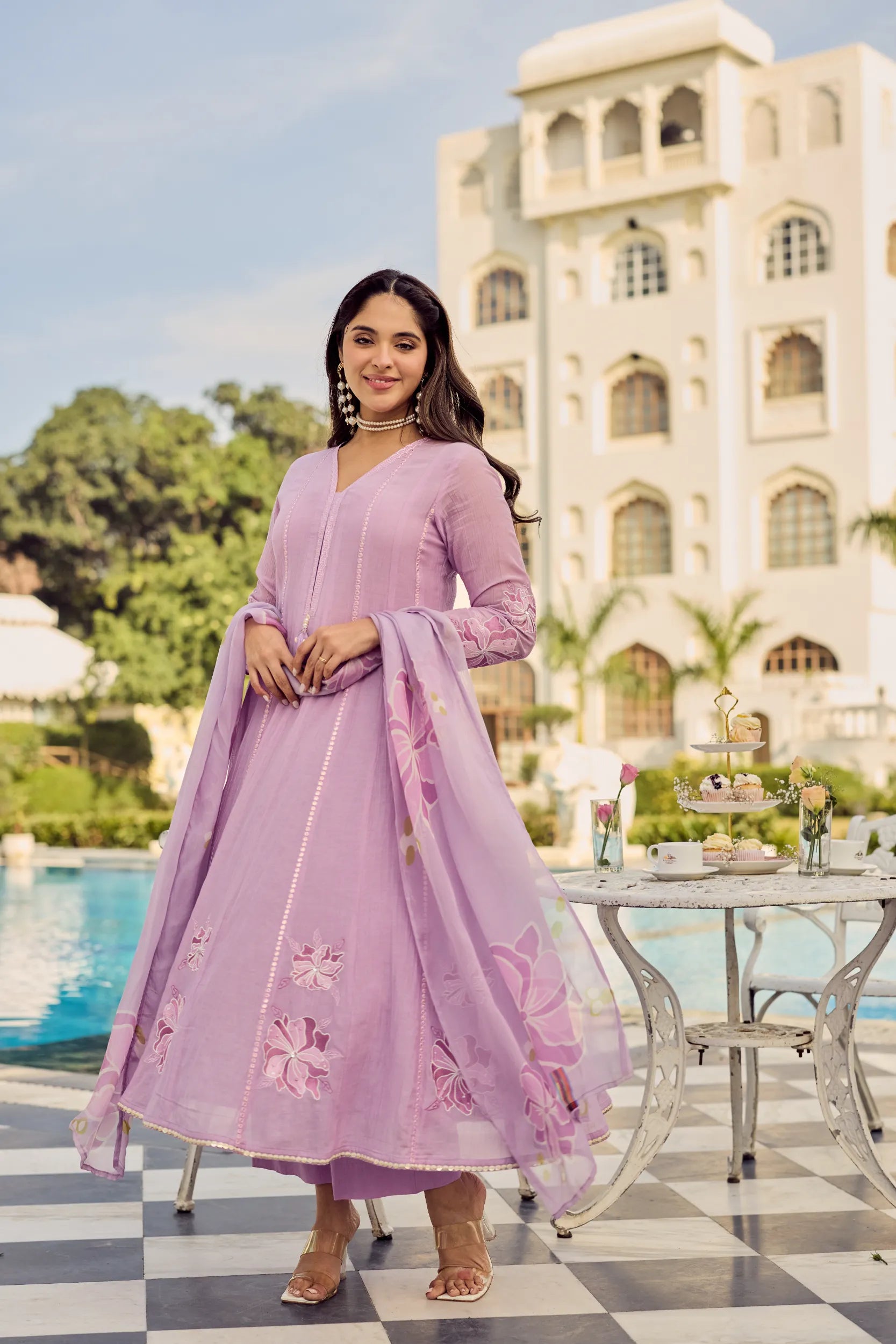 Lavender Bloom Kurta Set