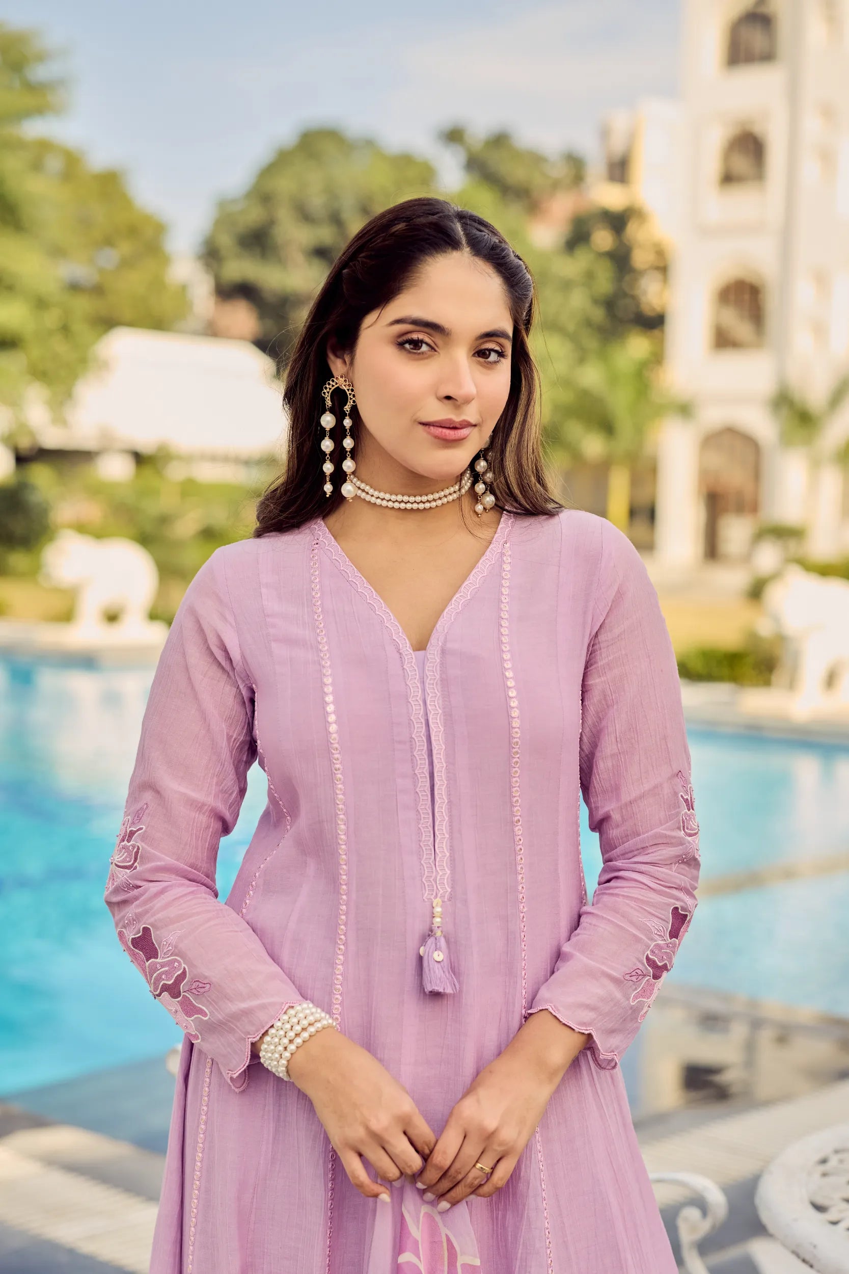 Lavender Bloom Kurta Set