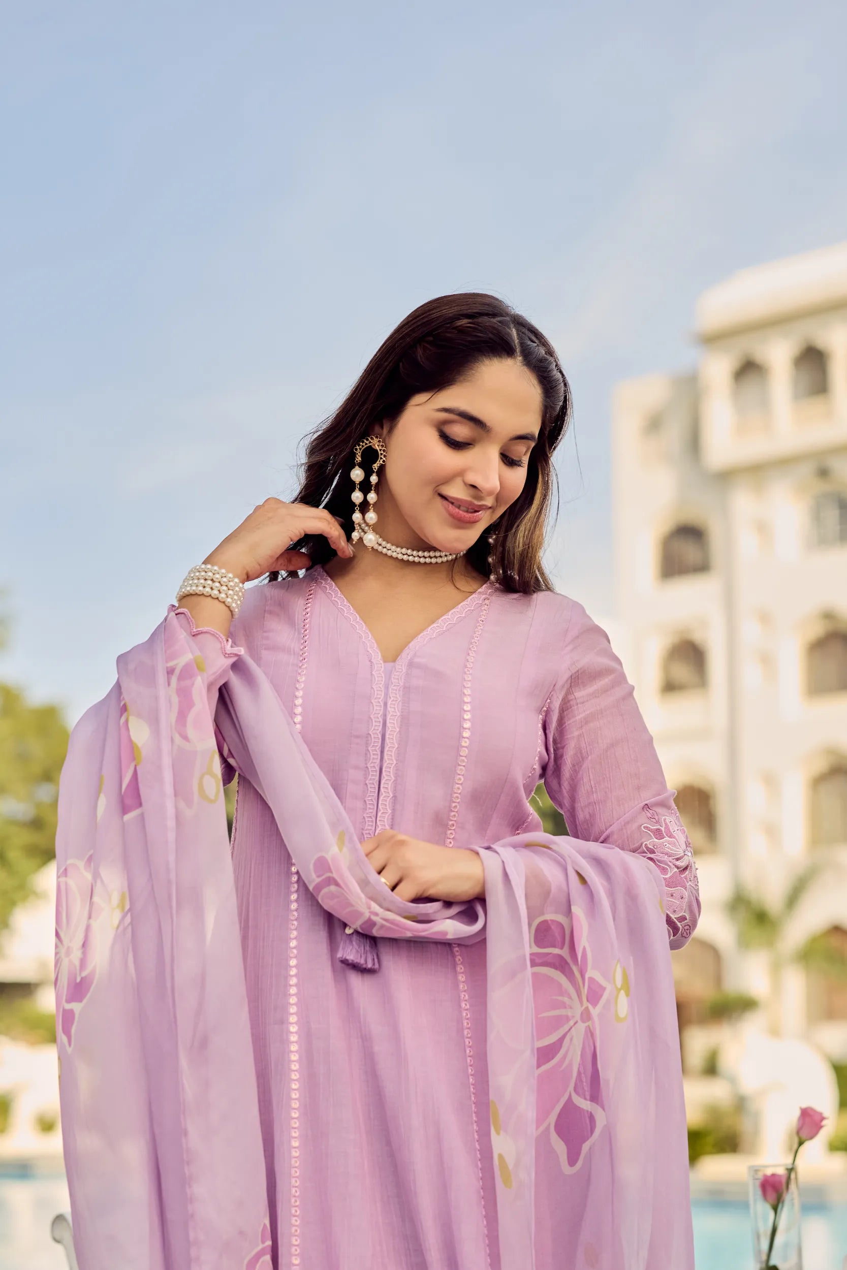 Lavender Bloom Kurta Set