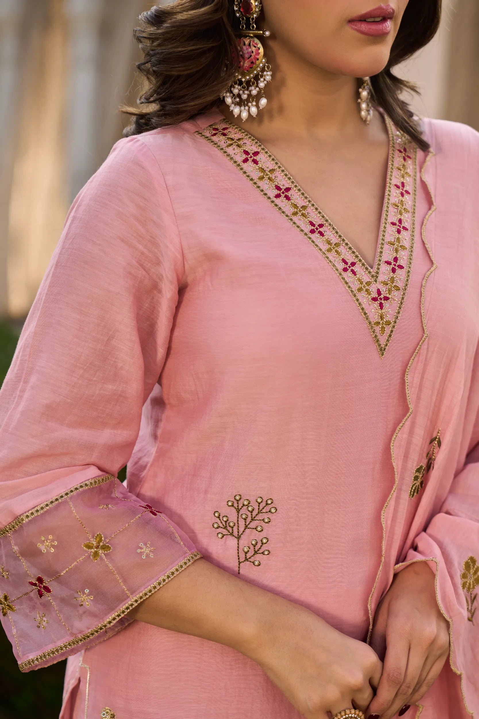 Blush Rose Embroidered Kurta Set