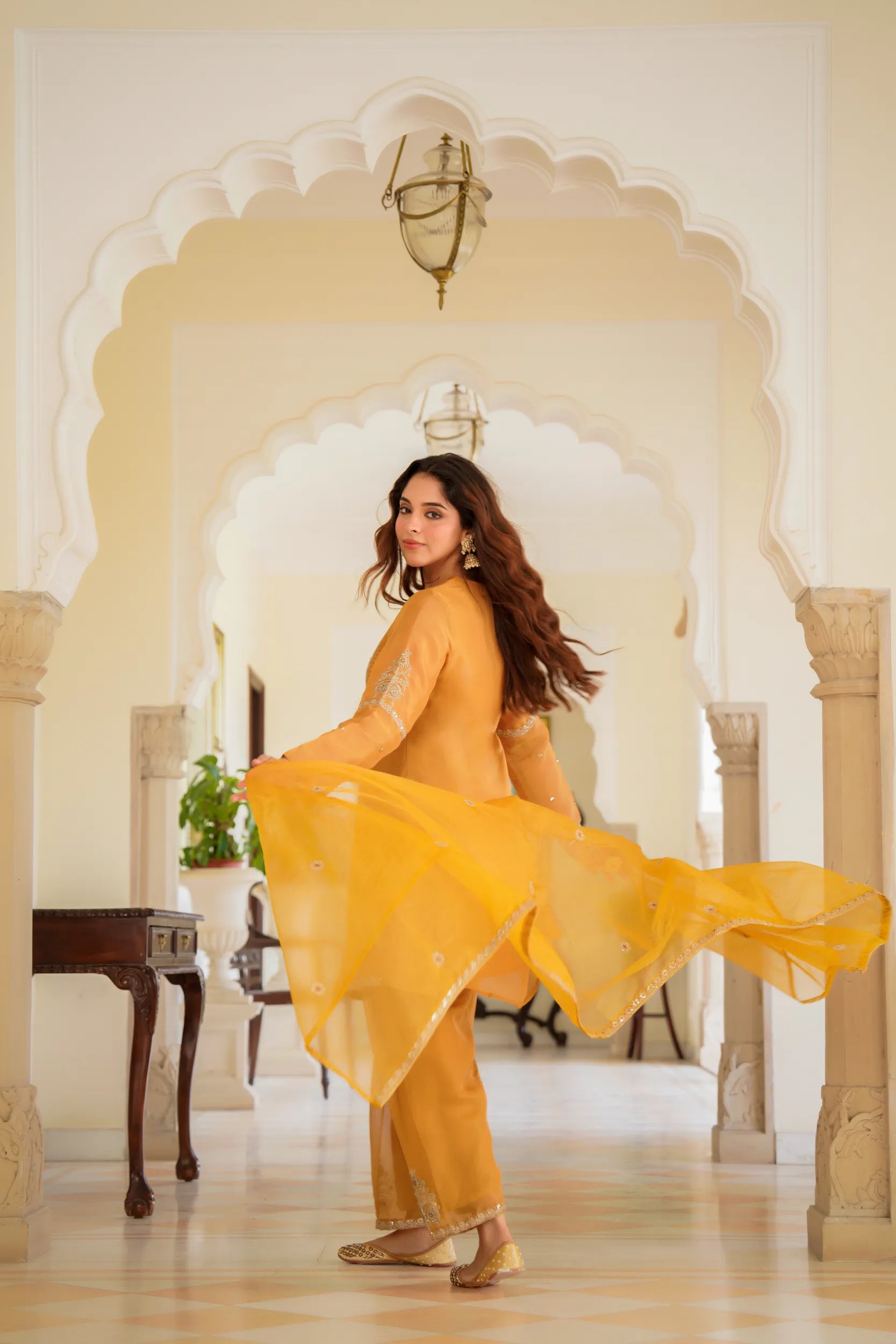 Golden Dusk Swiss Kurta Set