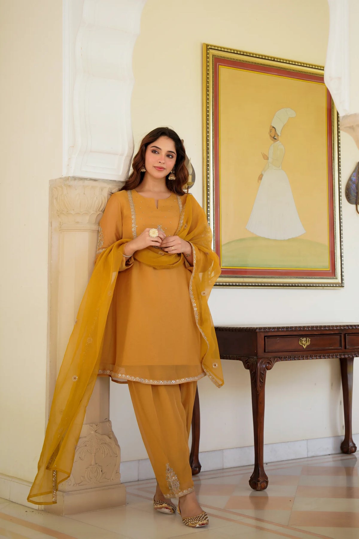 Golden Dusk Swiss Kurta Set