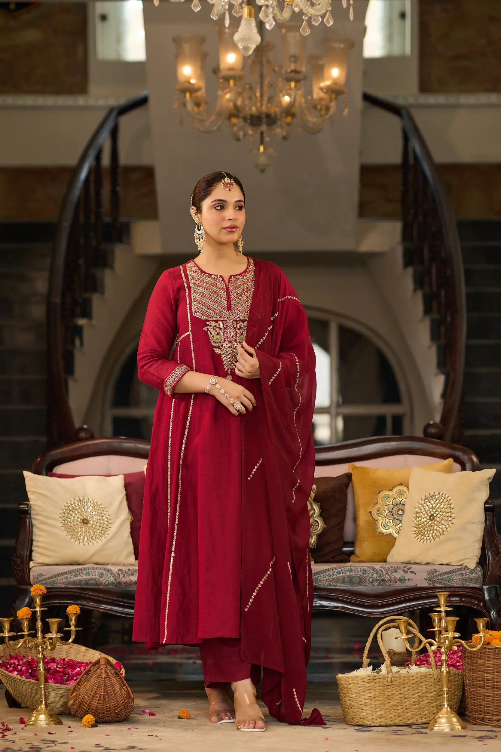 Ruby Embroidered Suit Set