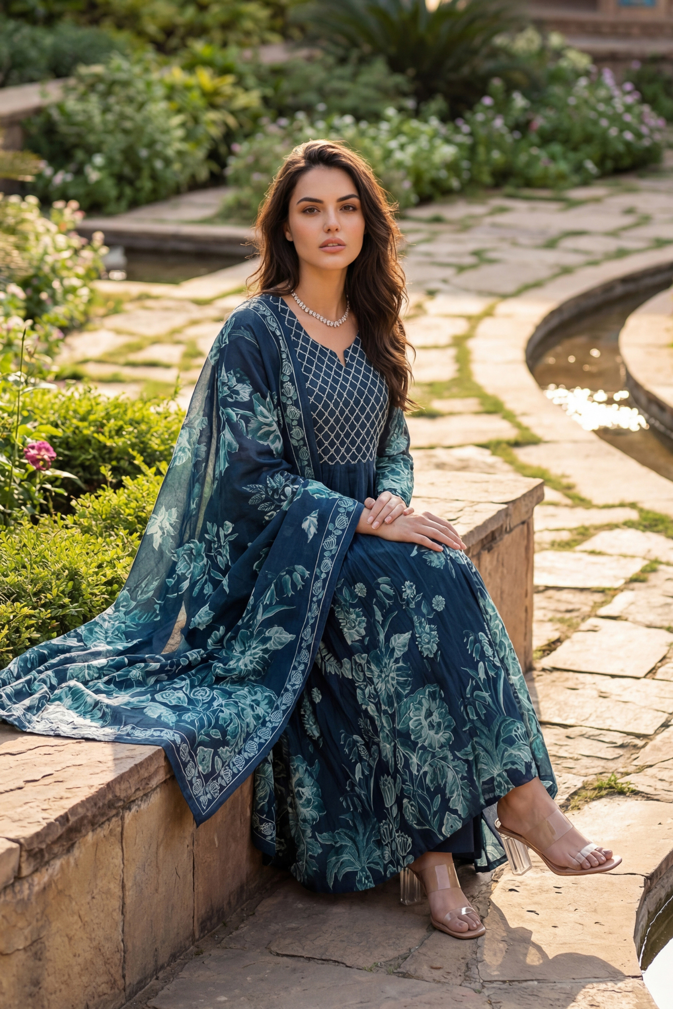 Teal Floral Flow Suit Set