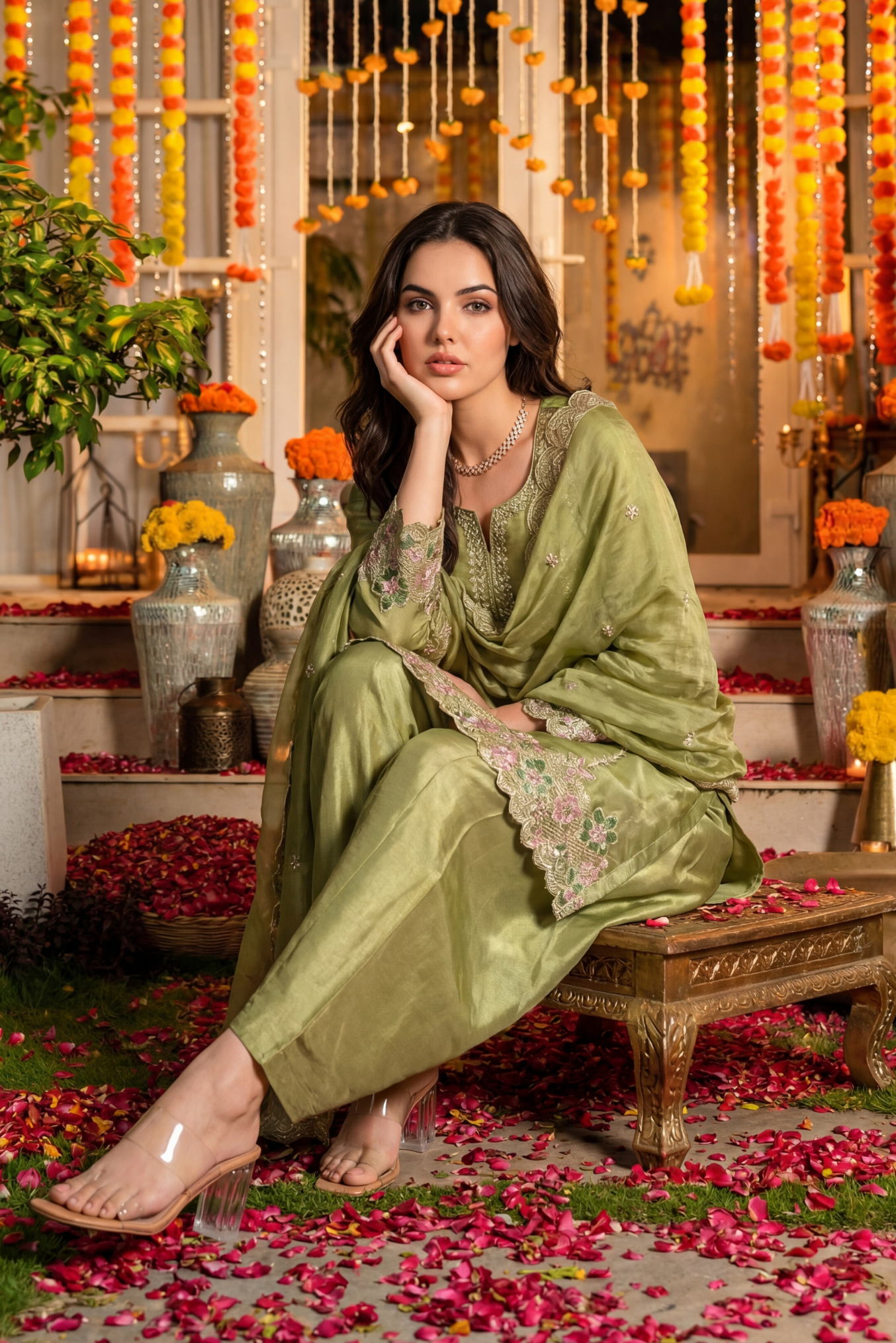 Sage Petal Royale Swiss Tissue Suit Set