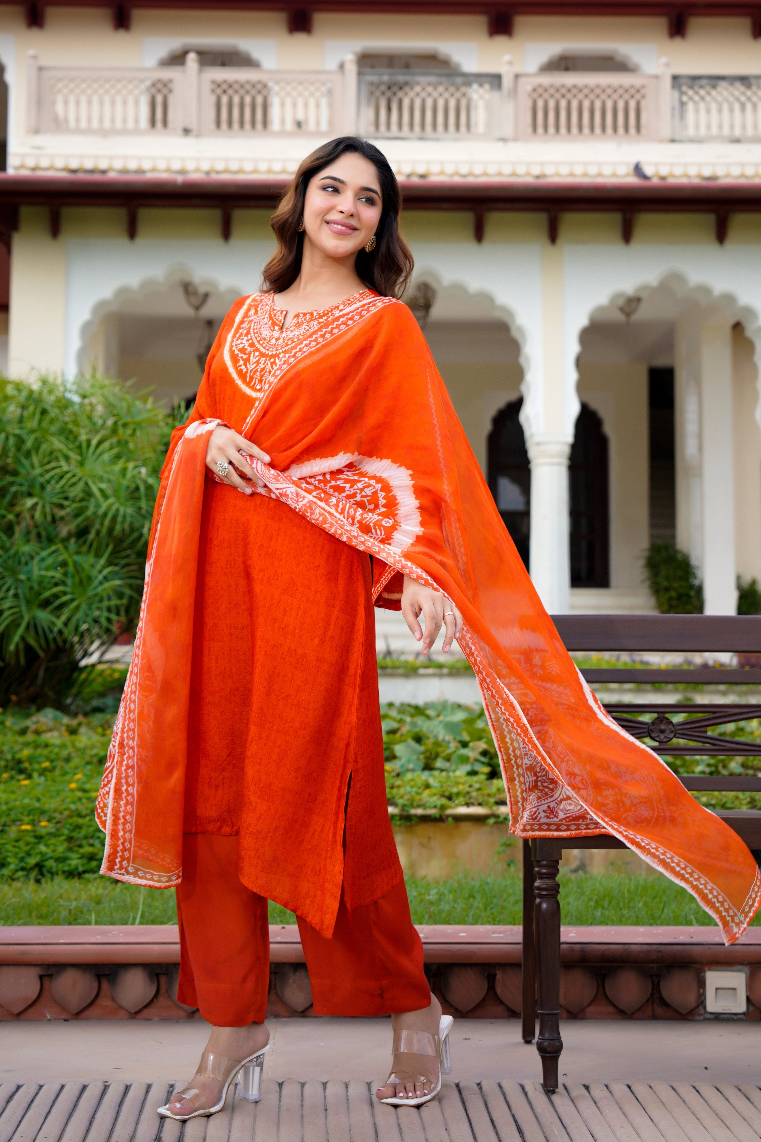 Rustic Bloom Russian Silk Printed Suit Set