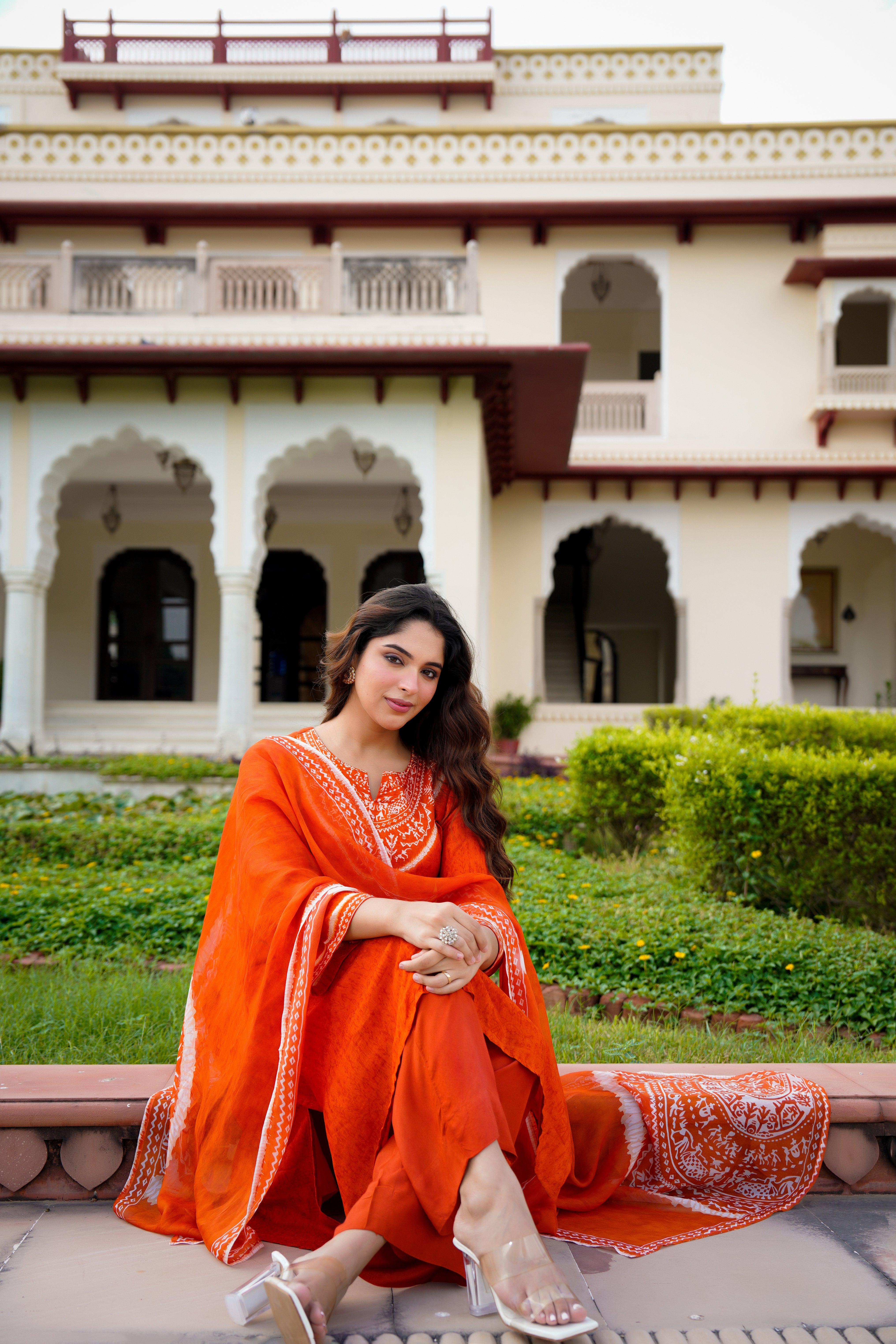 Rustic Bloom Russian Silk Printed Suit Set