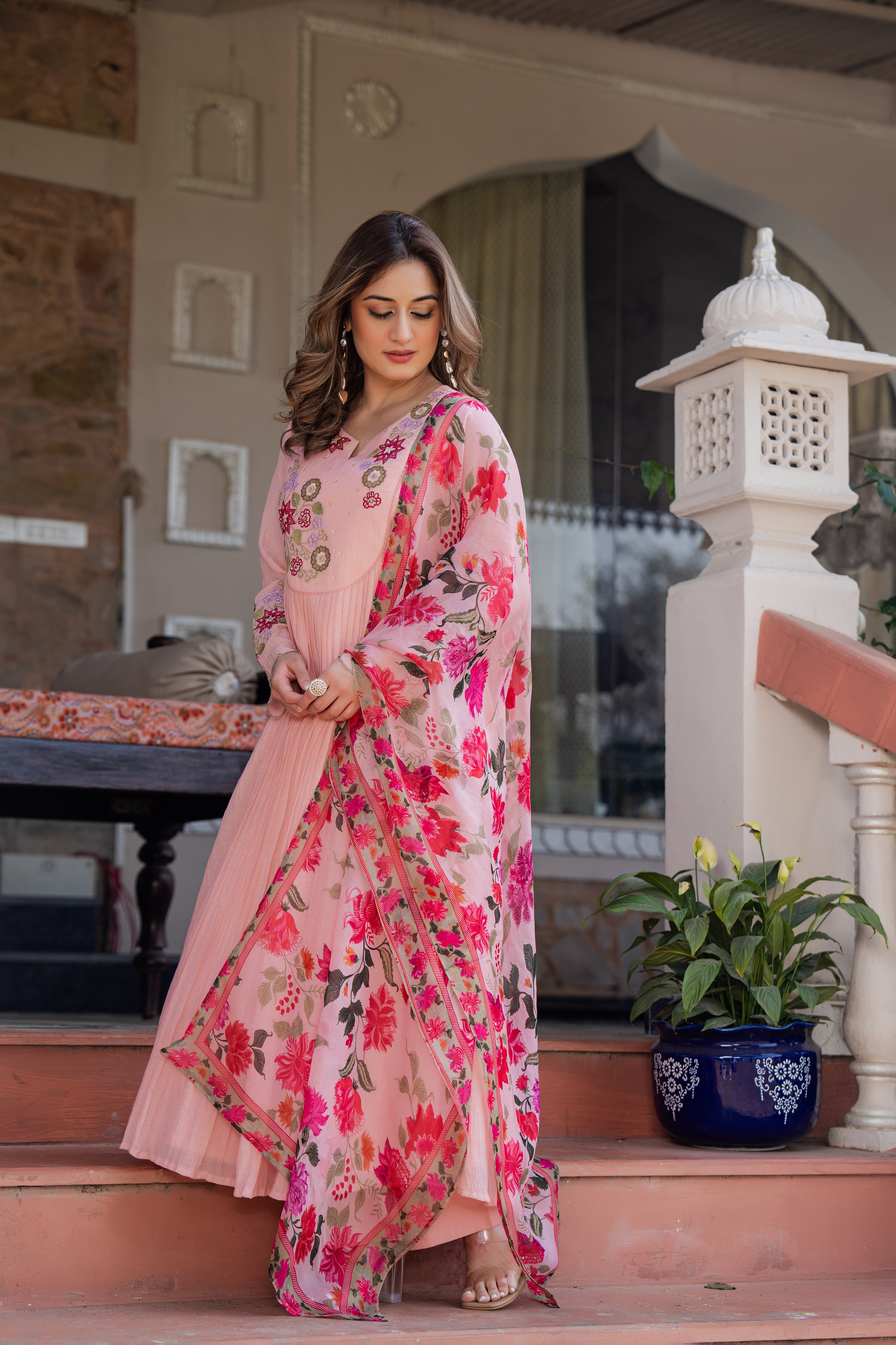 Rose Blush Embroidered Suit Set