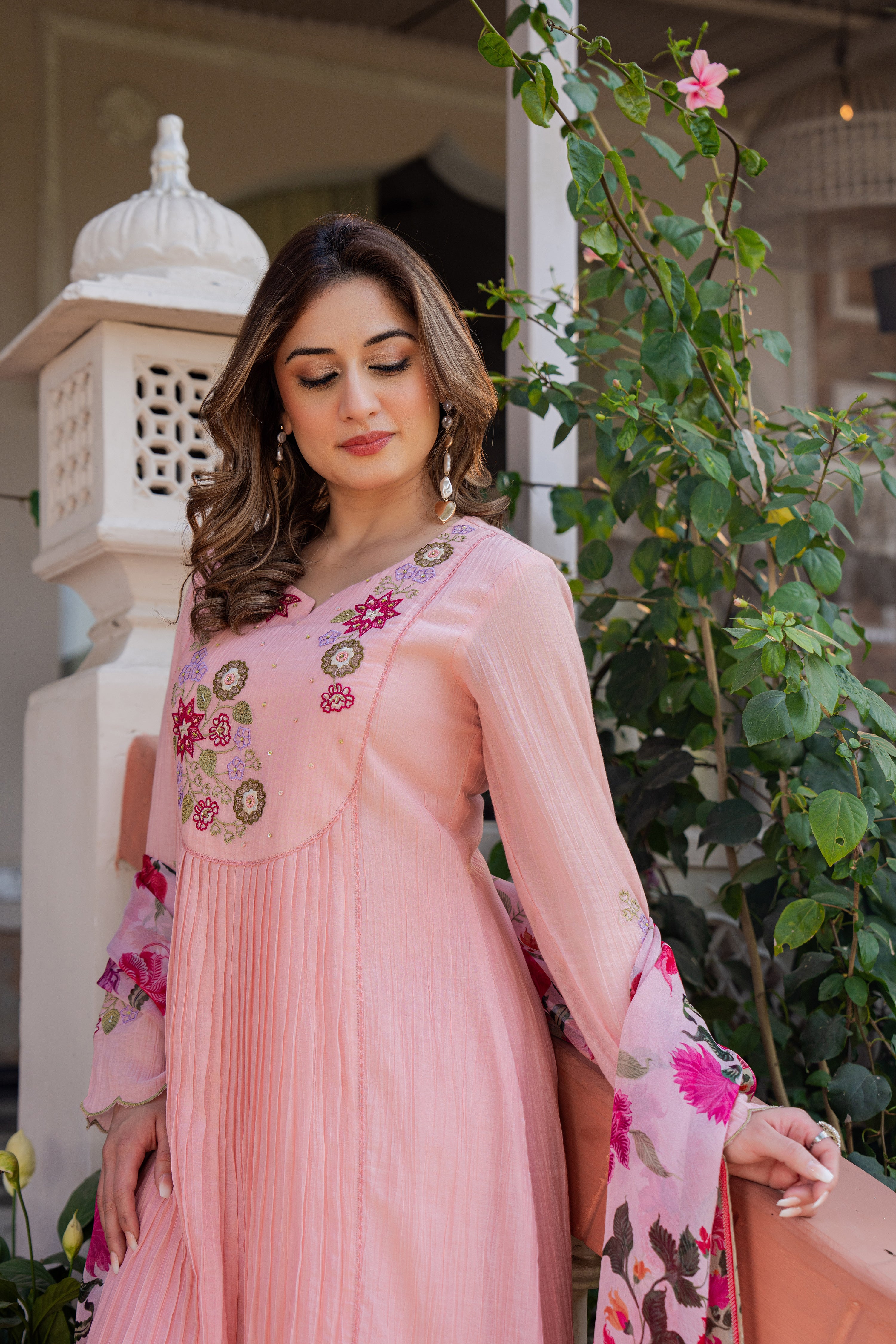 Rose Blush Embroidered Suit Set