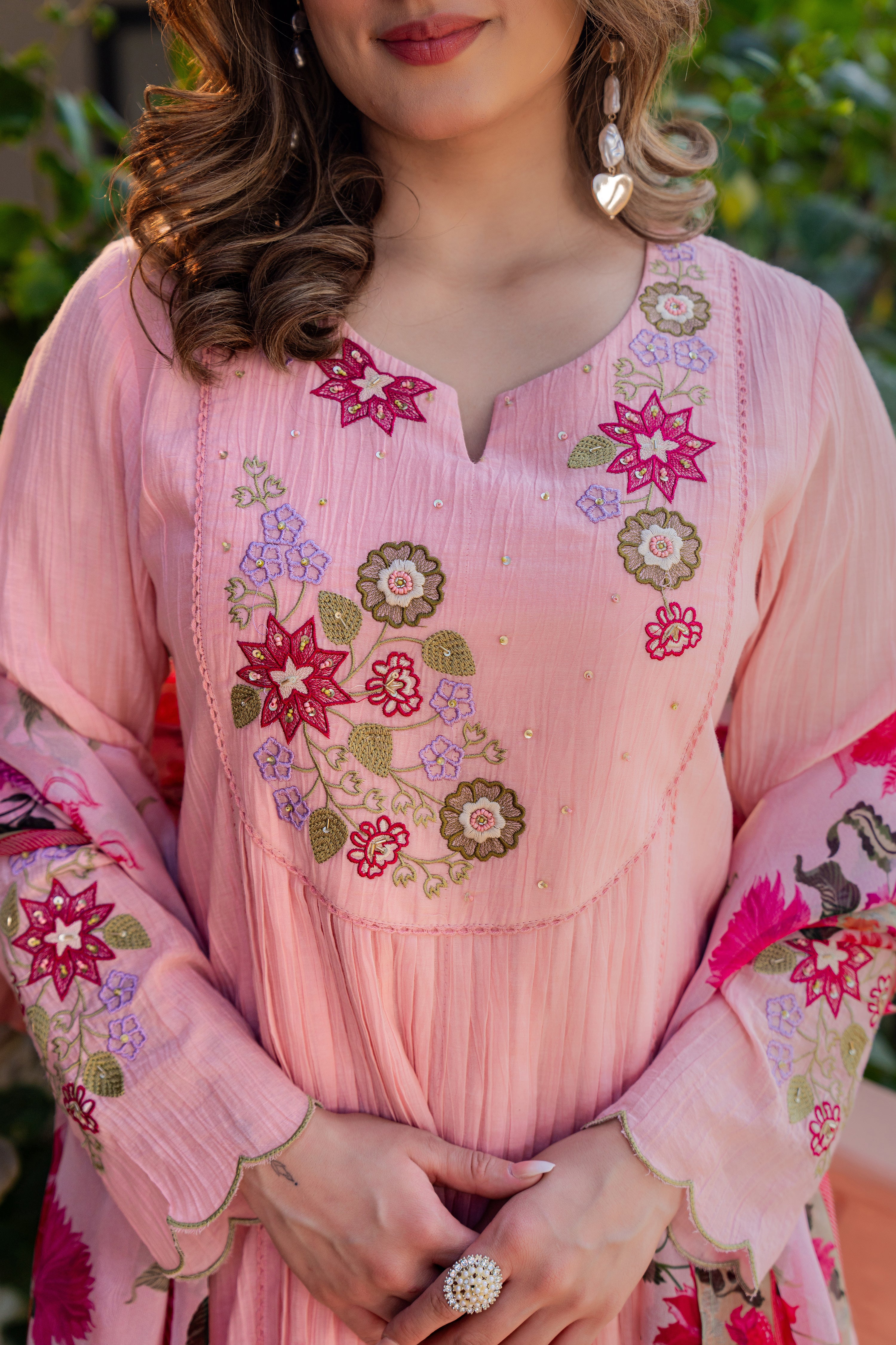 Rose Blush Embroidered Suit Set