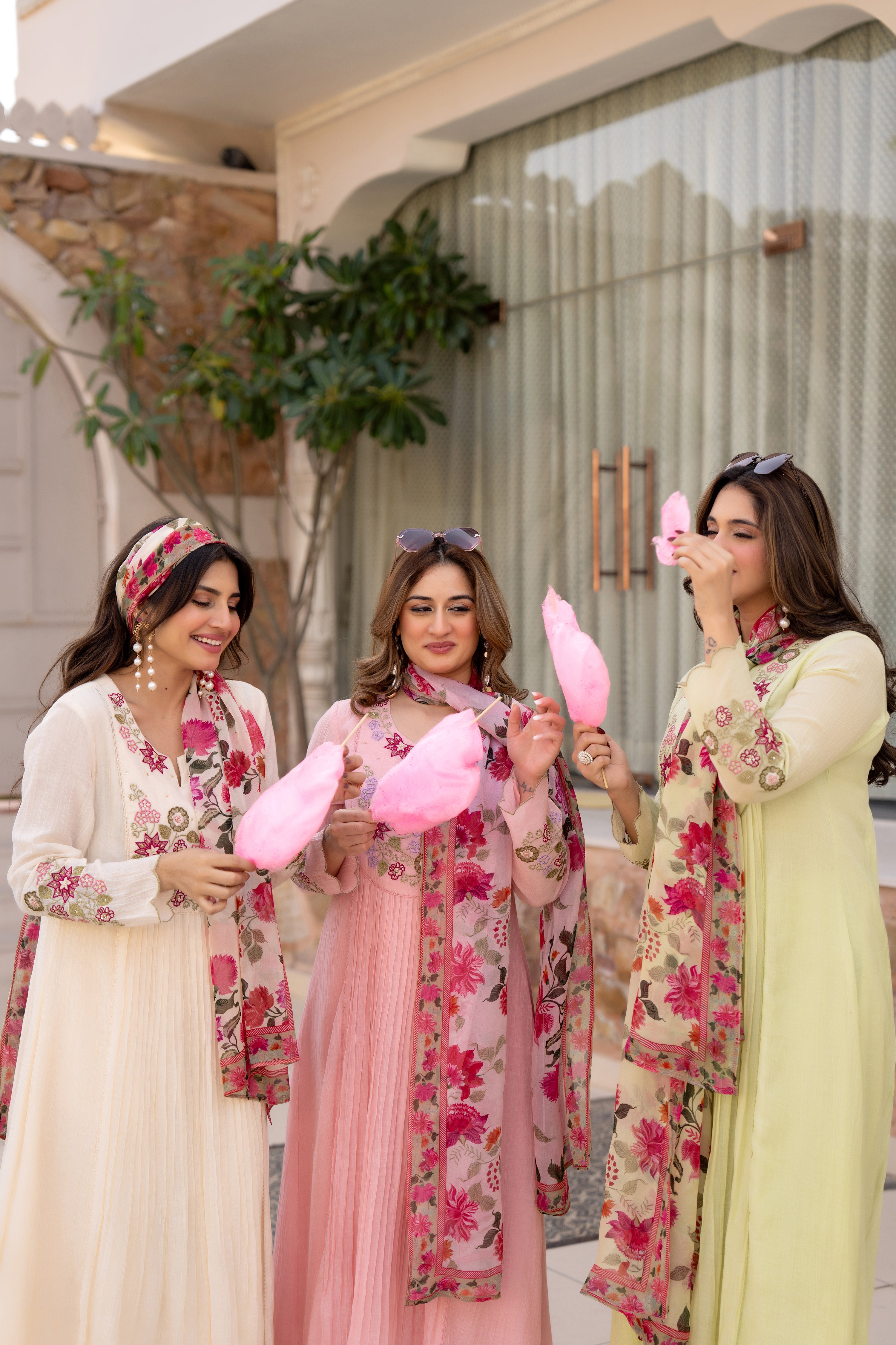 Cream Floral Elegance Suit Set