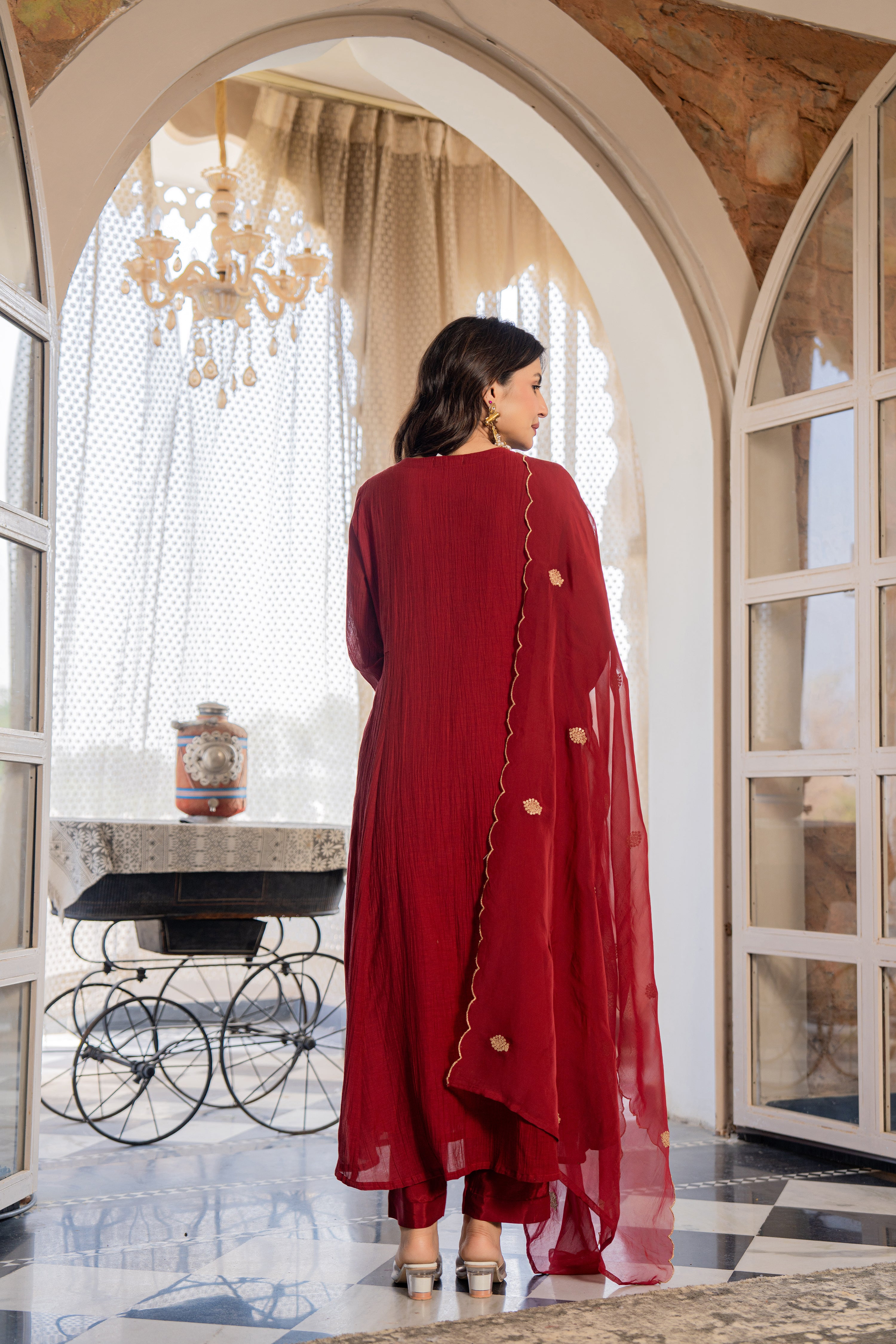 Wine Red Noor Suit Set