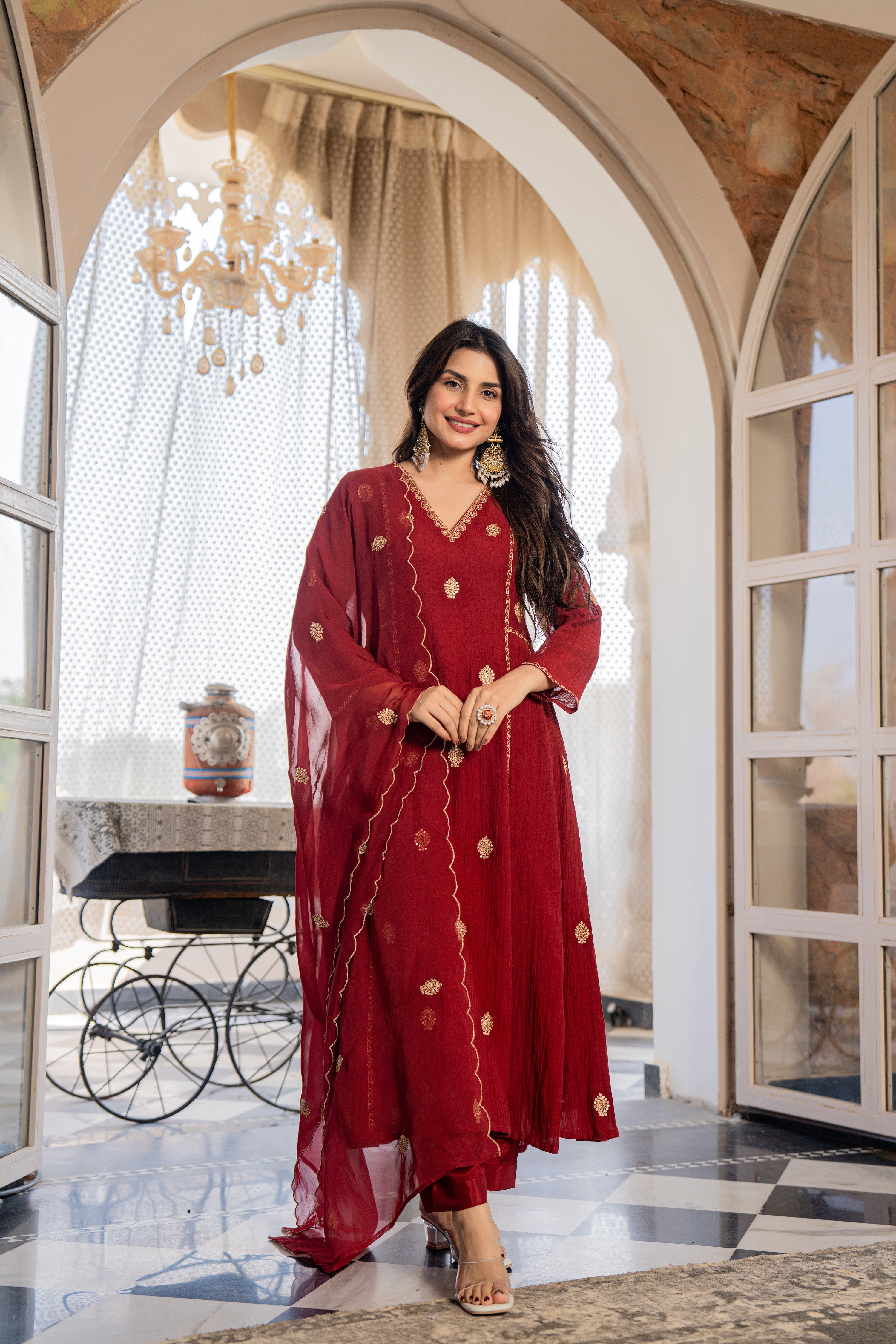 Wine Red Noor Suit Set